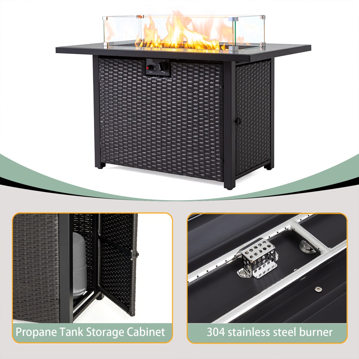 Streamdale Furniture Streamdale 44'' 50K BTU Propane Fire Pit Table ...