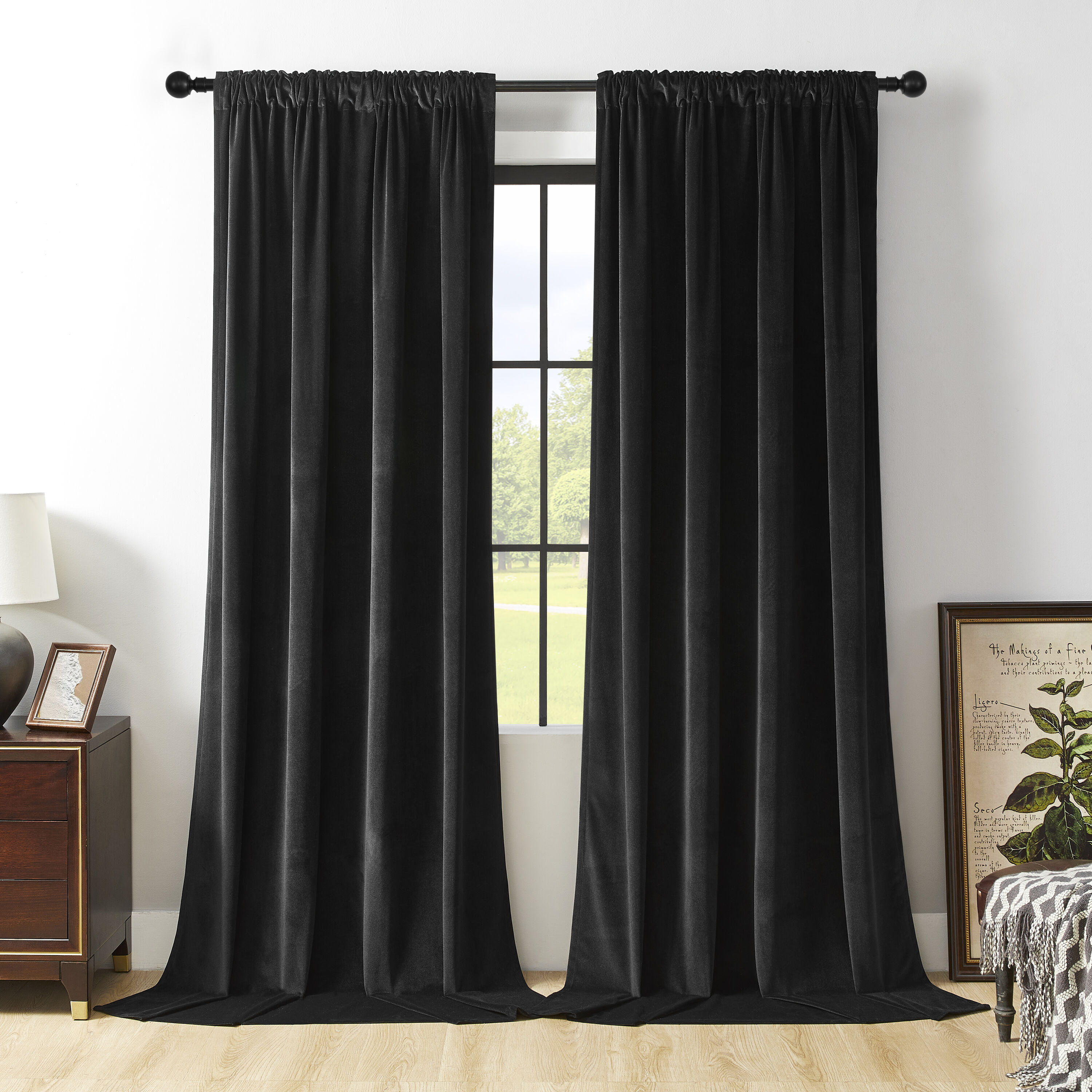 JOYDECO Blackout Rod Pocket Curtain Panel Pair