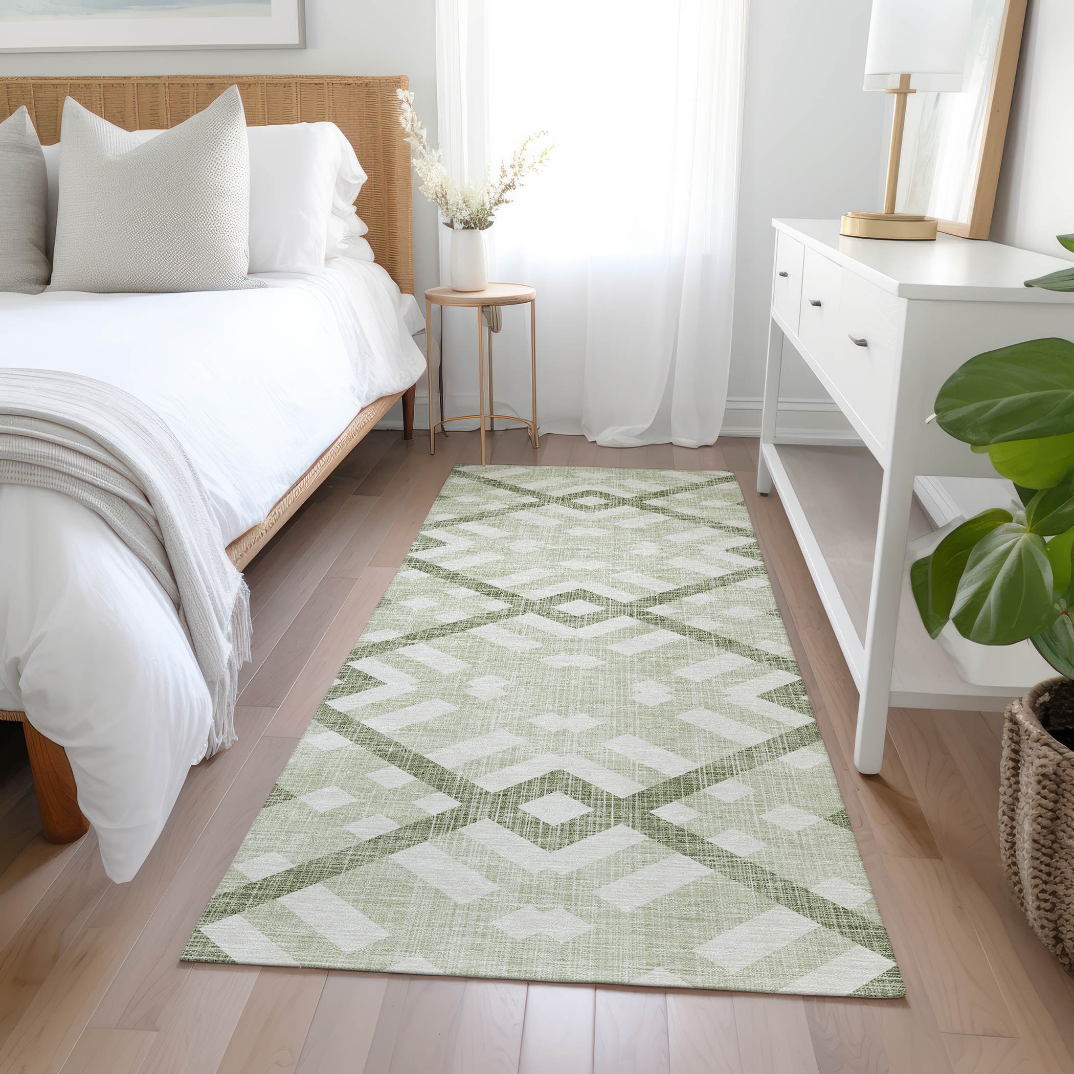 Addison Rugs ACN616AL2X8 Chantille ACN616AL 2 x 7 (ft) Polyester Aloe Rectangular Indoor/Outdoor Abstract Machine washable Runner rug