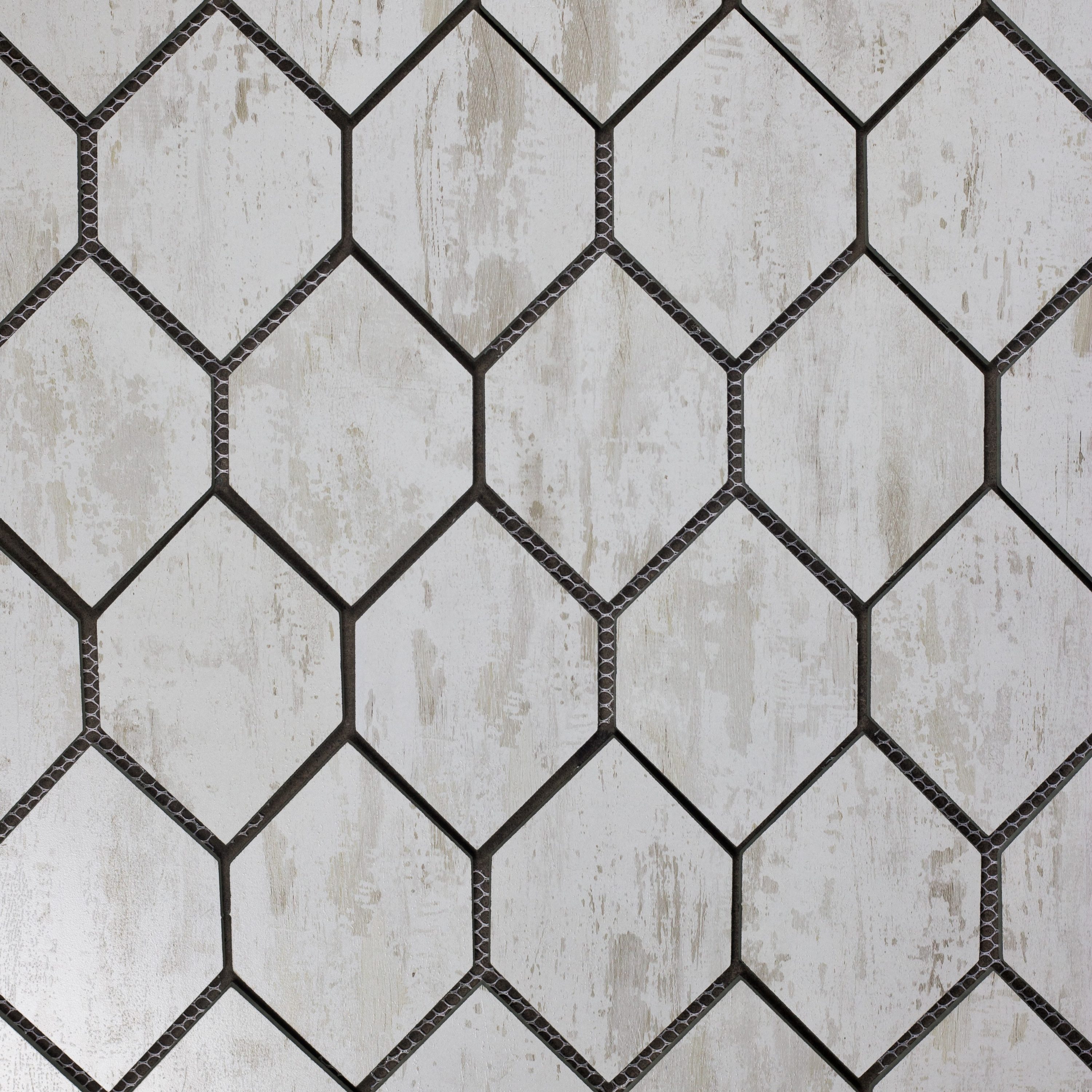 Abolos LWSWTJHNY-BW Nature Birchwood White 12-in x 12-in Matte Glass Wood look Hexagon Mosaic Wall Tile ( 5.2-sq ft Carton )
