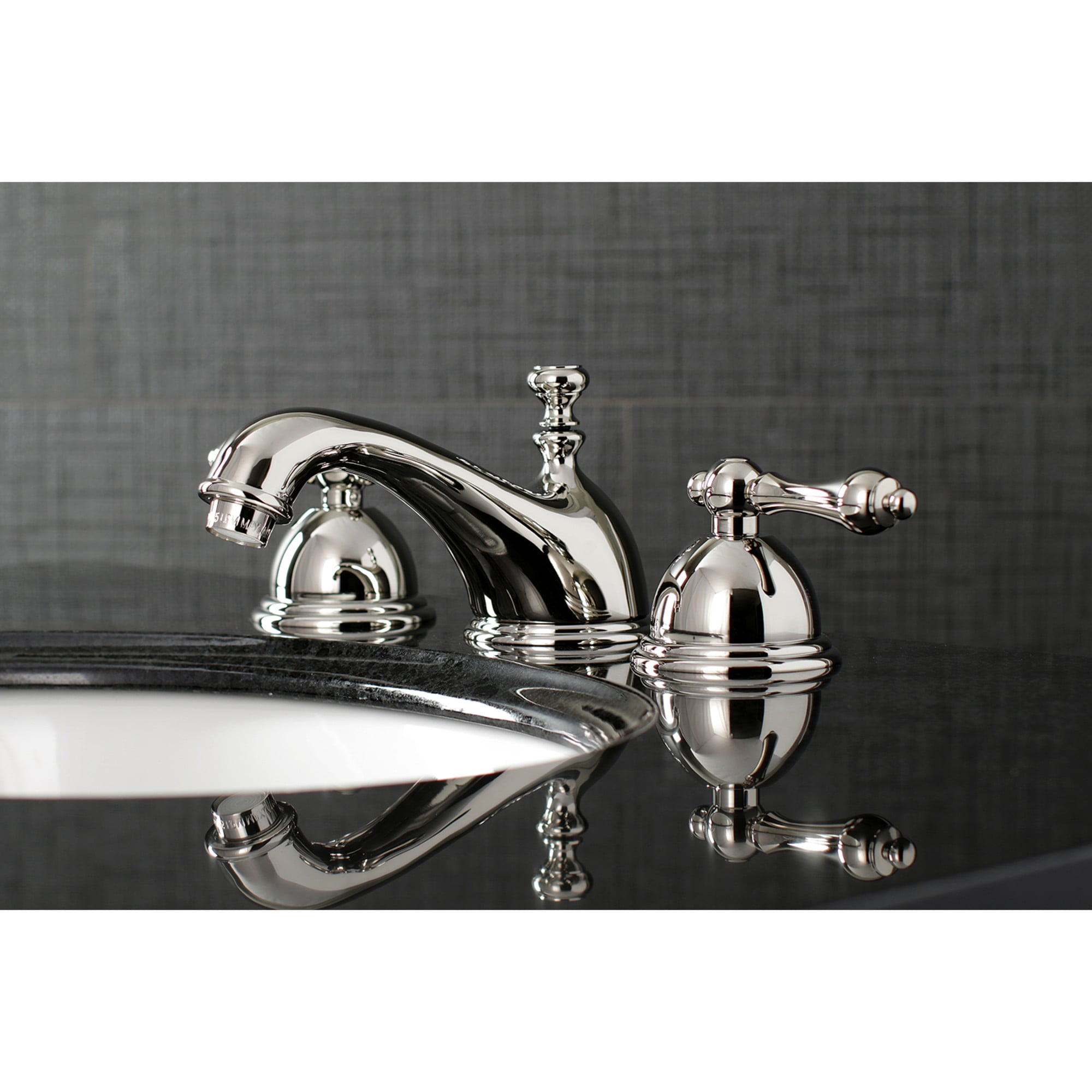 Kingston Brass WLKS3966AL Restoration Polished nickel Widespread 2-handle Low-arc Residential Handle Bathroom Sink Faucet with Drain