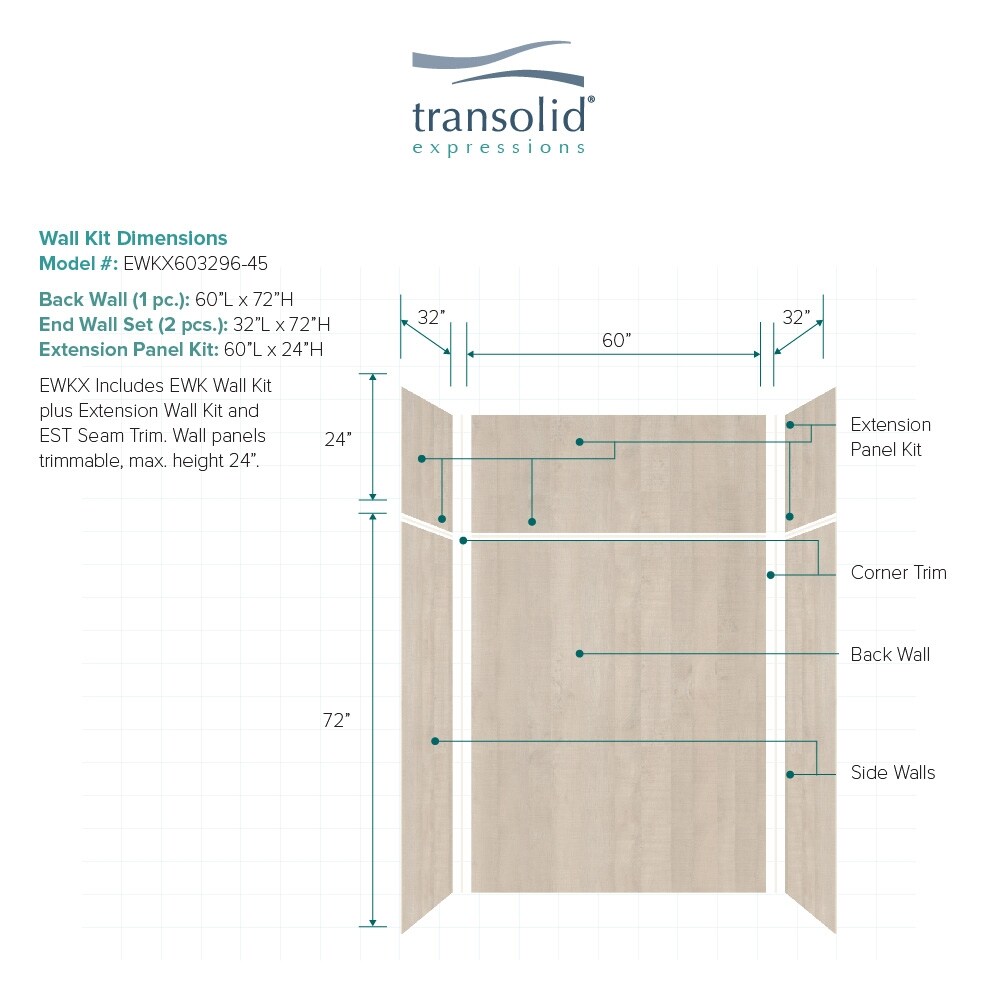 Transolid EWKX603296-45 Shower-Wall-Surrounds - View #2