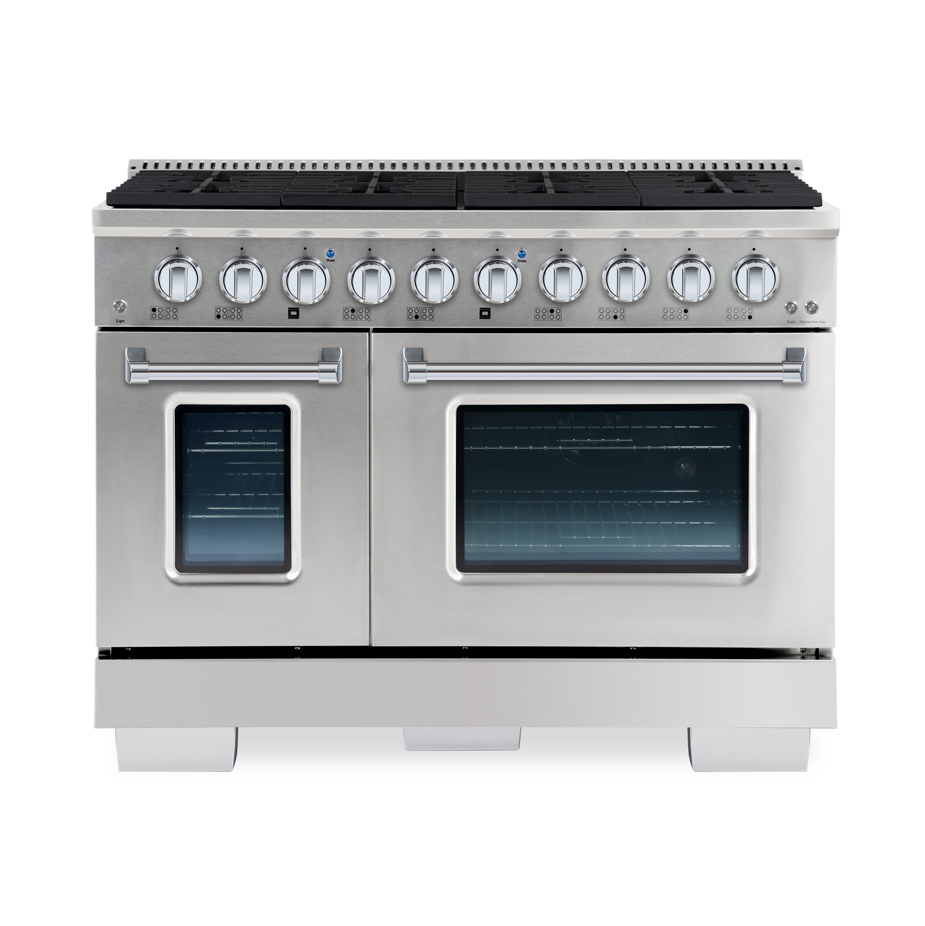Hallman HBRG48CMSS 48-in 8 burners 4.5-cu ft / 2.5-cu ft Convection Oven Freestanding Double Oven Gas Range ( Stainless Steel )