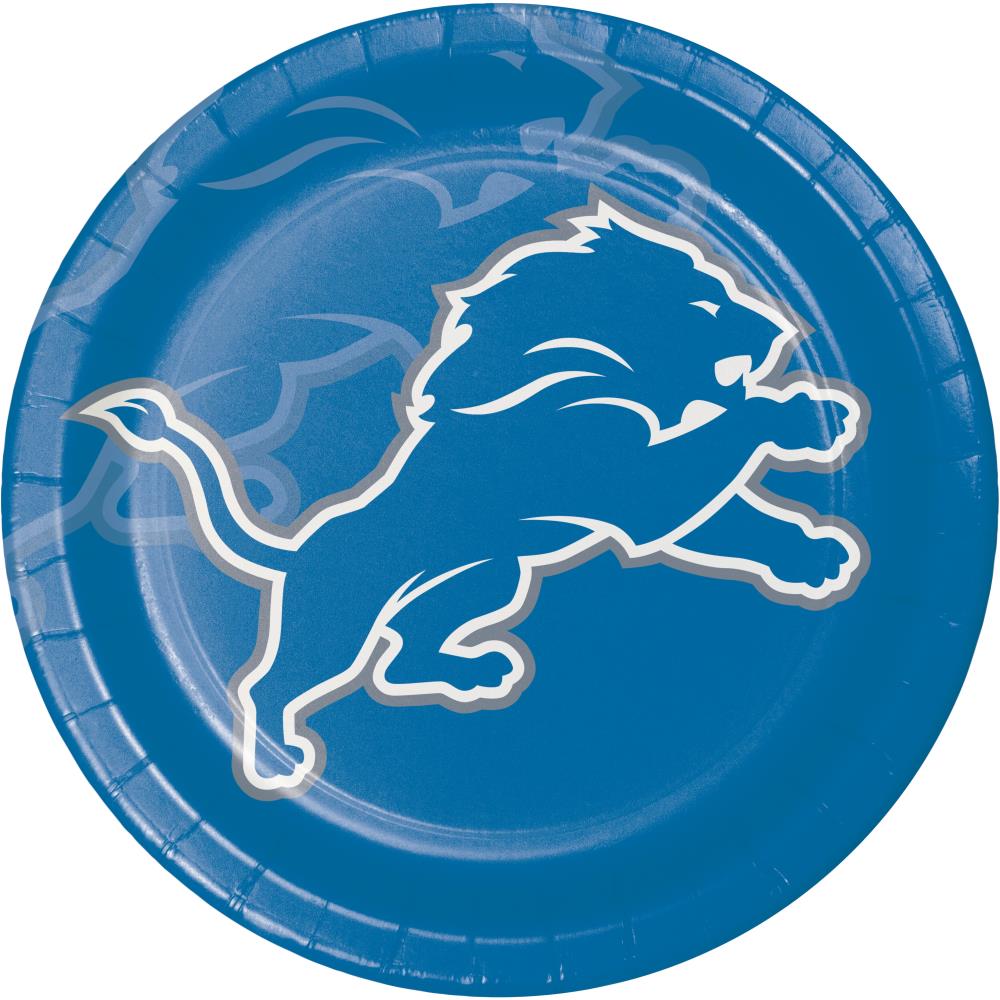 Creative Converting 329924 8-Pack Detroit Lions Paper Leak Proof Disposable Dinner Plates