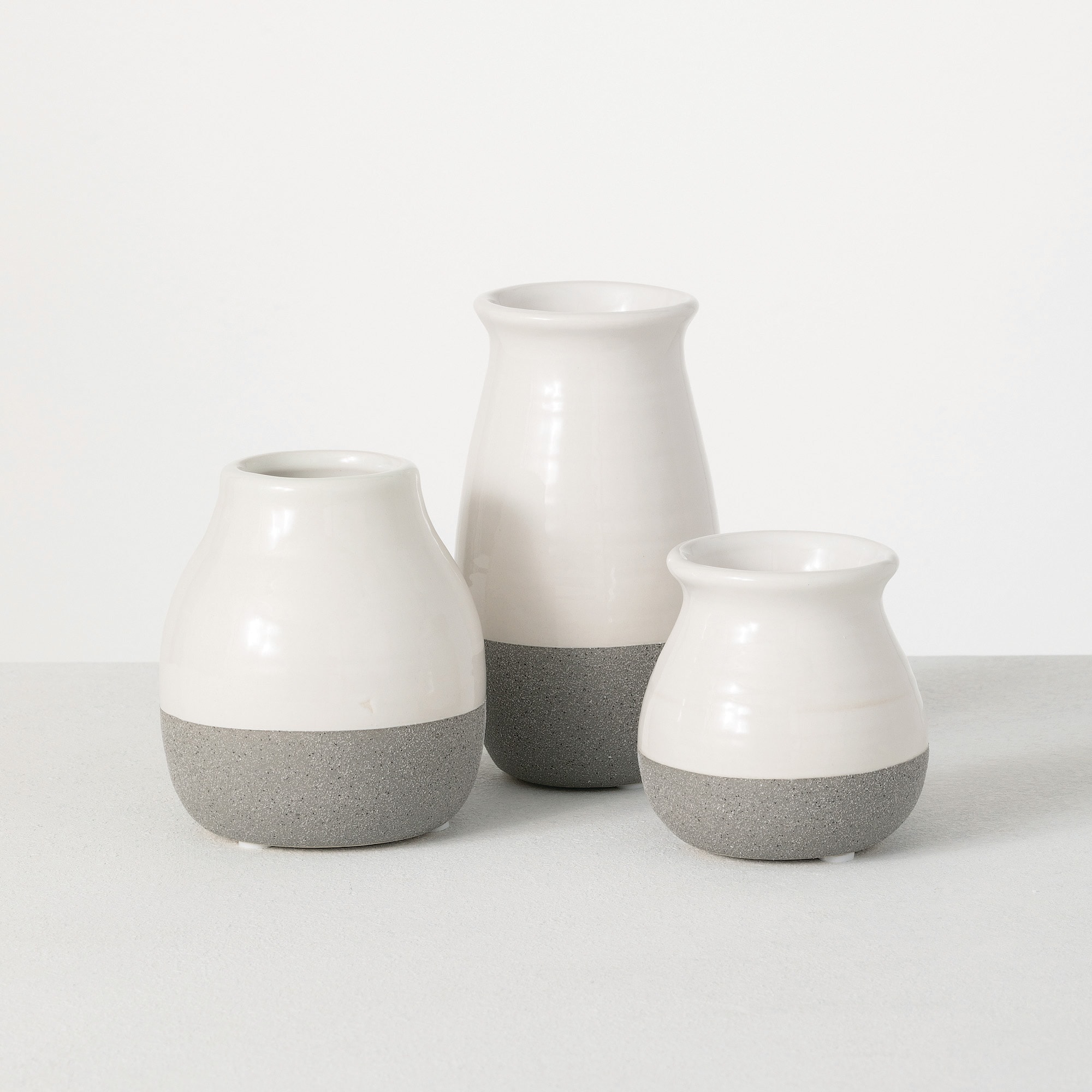 Sullivans DOT204 3 -Pack Gray Ceramic Farmhouse Vase