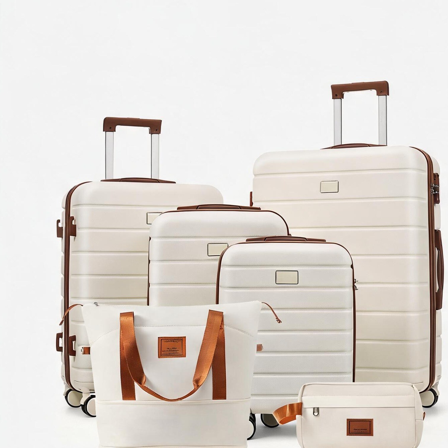 Watnature Neutral beige ABS hardside luggage set with expandable duffel ...