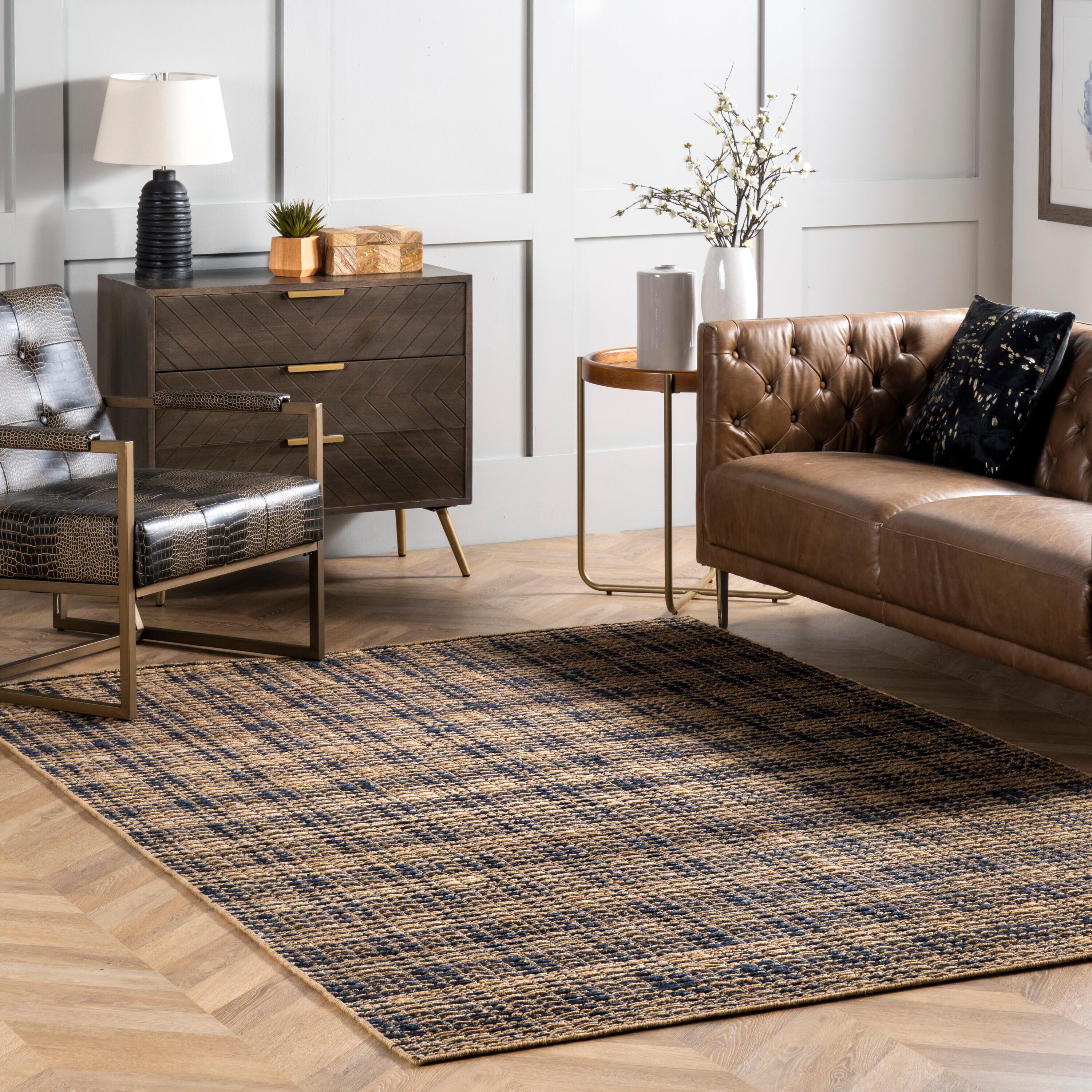 Handmade Geometric Gray Cotton Blend Area Rug 3' x 5'