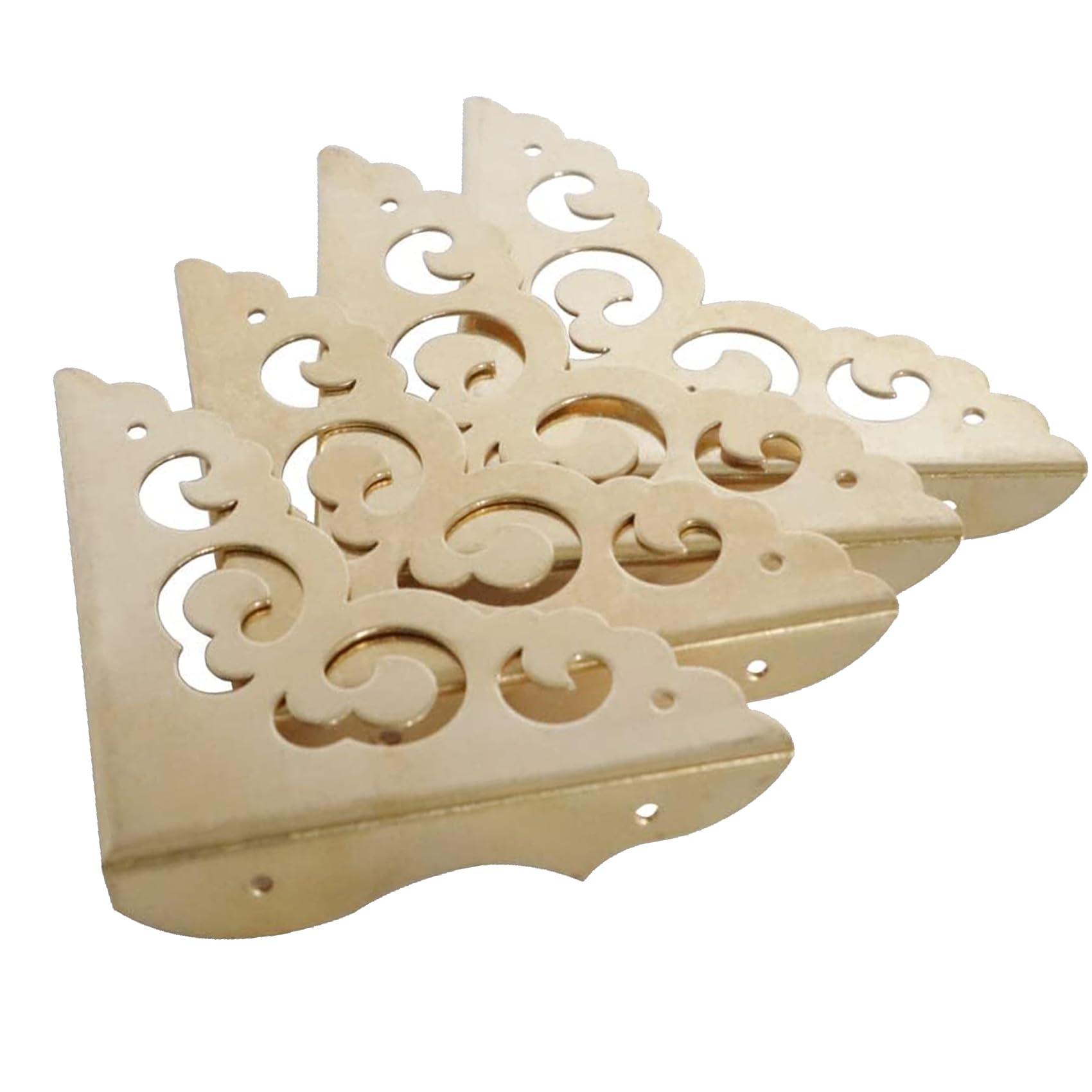 KHKFY  Metal Corner Protectors 2.6 by 2.6 Inch Gold Table Corner Guards Decorative Retro Style for Furniture Boxes Cabinets and Tables