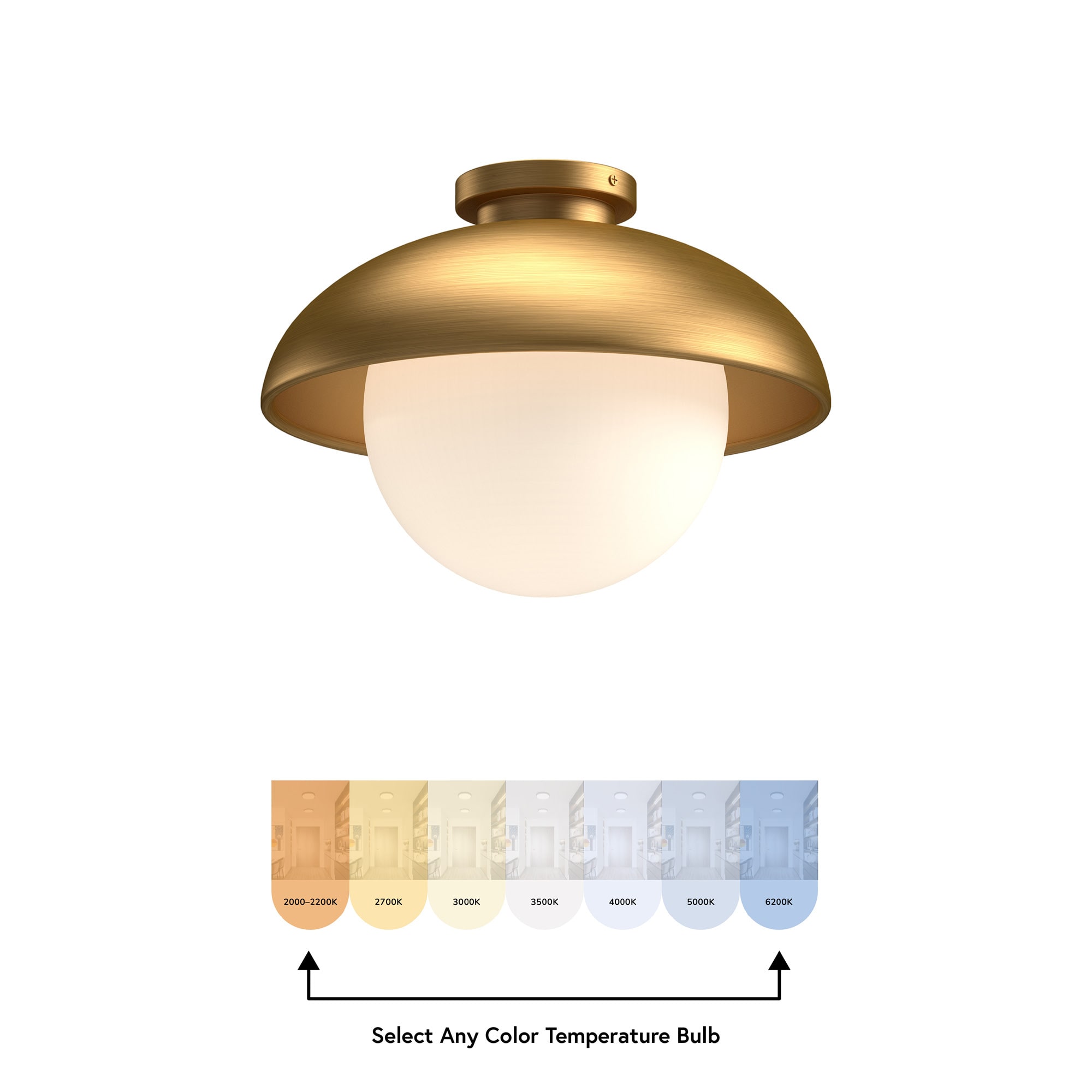 Aged Gold and Opal Matte Glass Globe Flush Mount