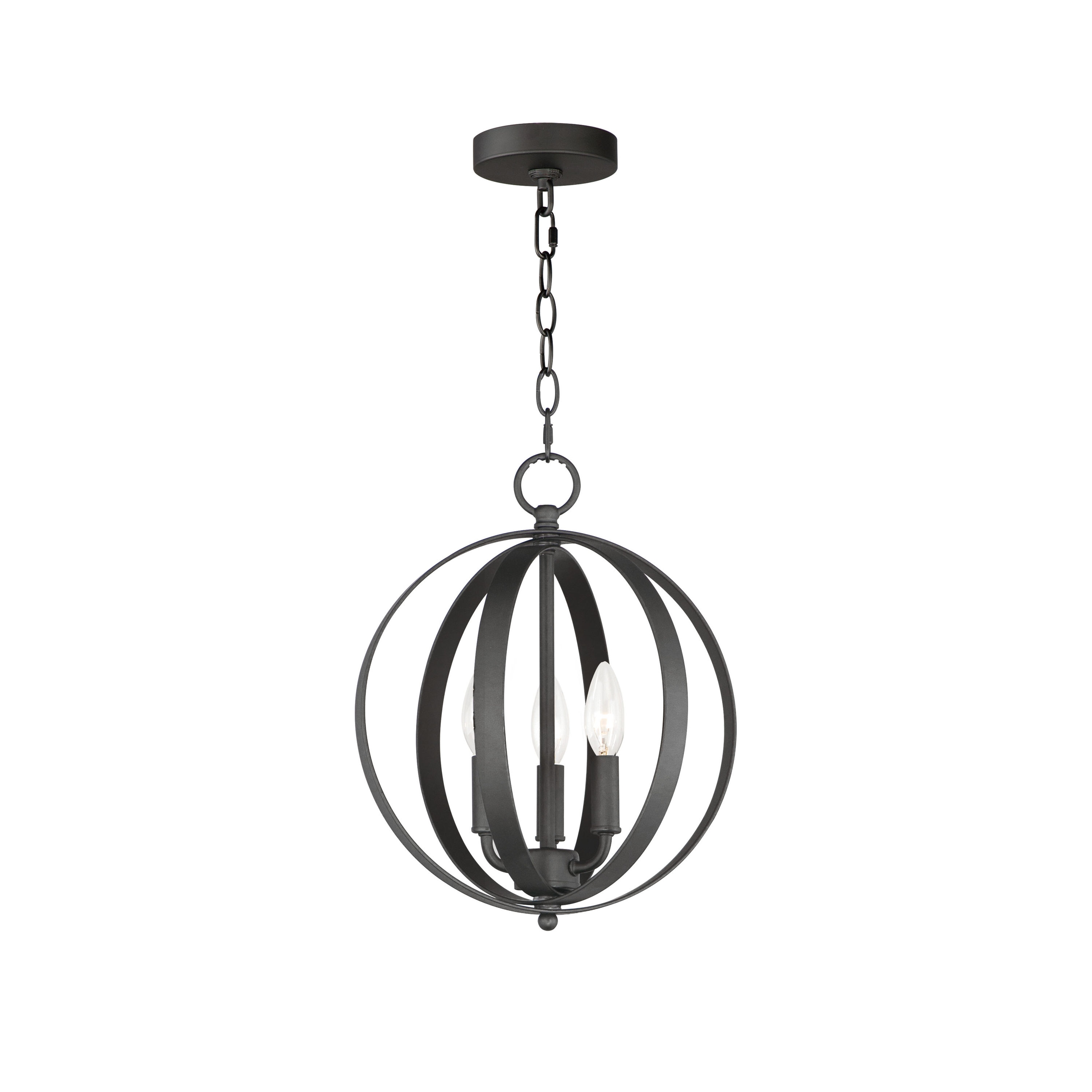 Maxim Lighting 10030BK Provident 3 -Light Black Transitional Globe Medium Hanging Pendant light