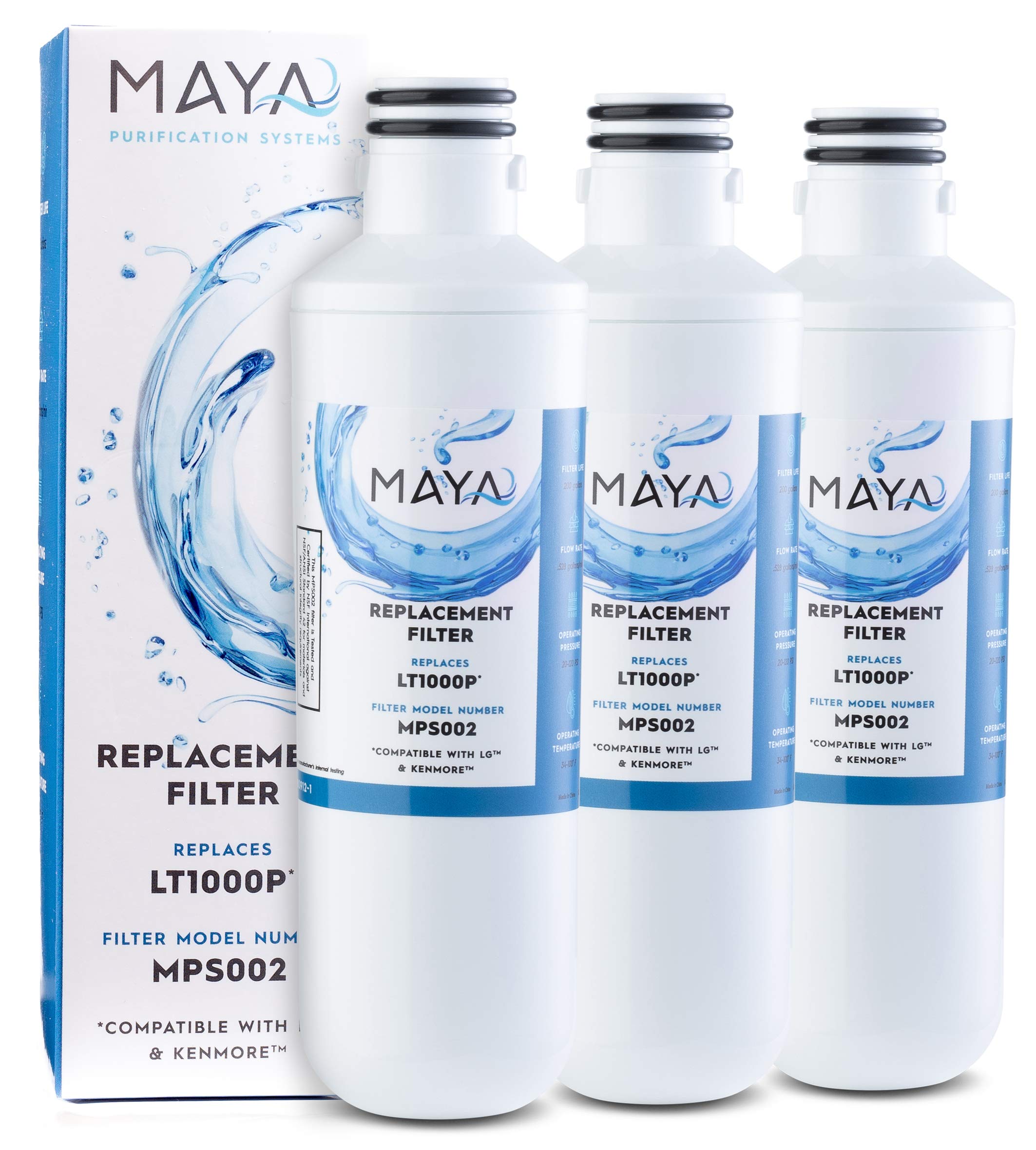 Maya MPS302 Twist-in Refrigerator Water Filter LT1000P 3-Pack