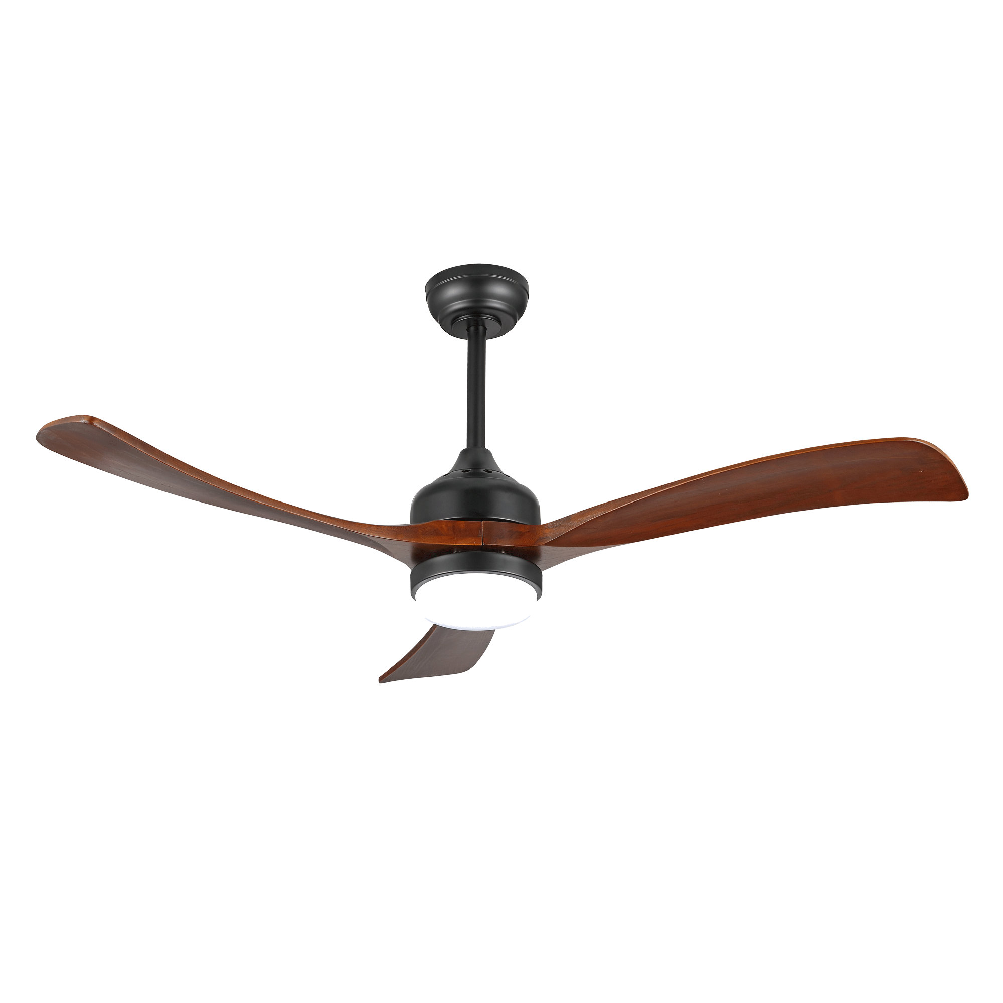 GETLEDEL 52-in Black with Walnut Blades Color-changing Indoor Ceiling ...