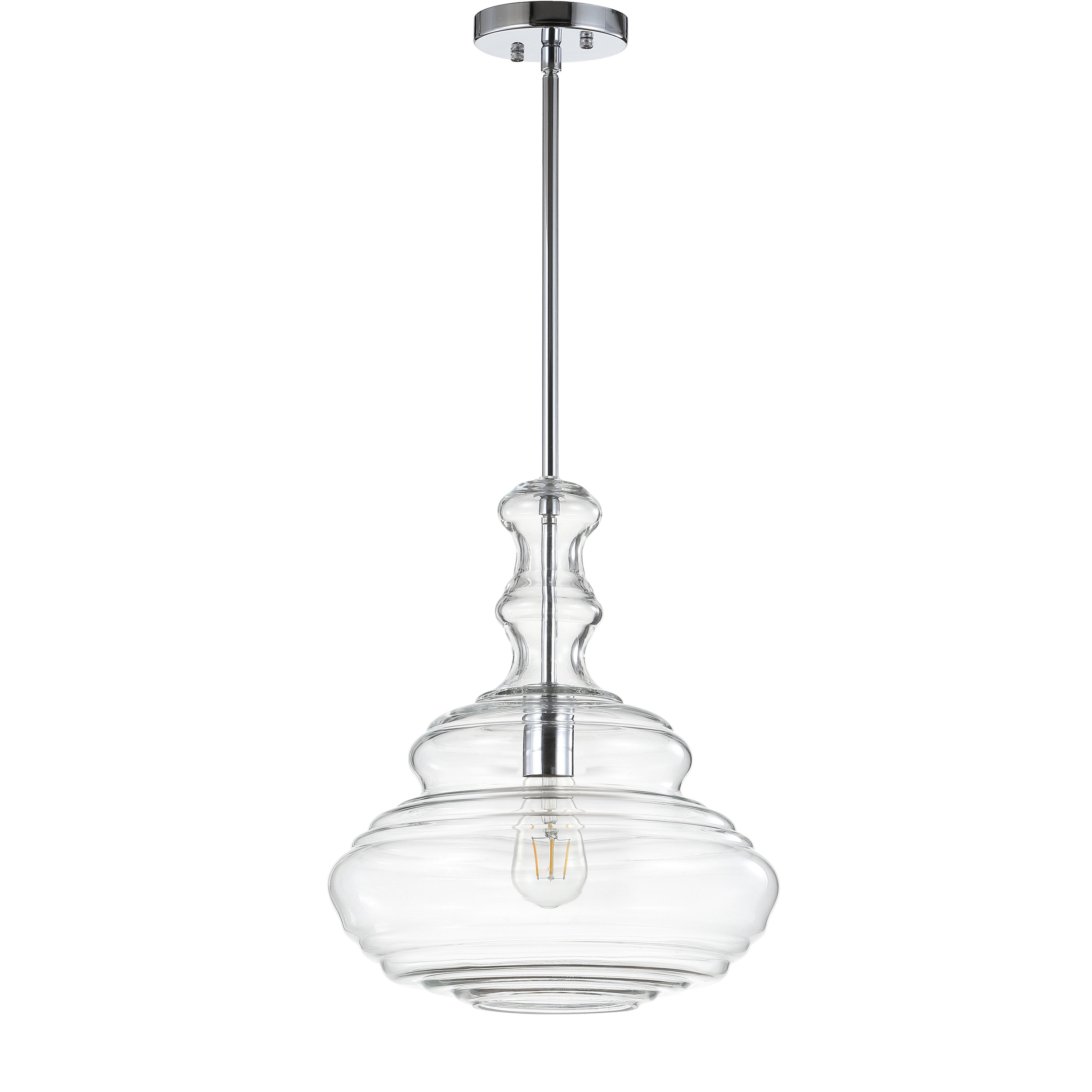 Bettina 13.37" Chrome Polished Clear Glass LED Pendant