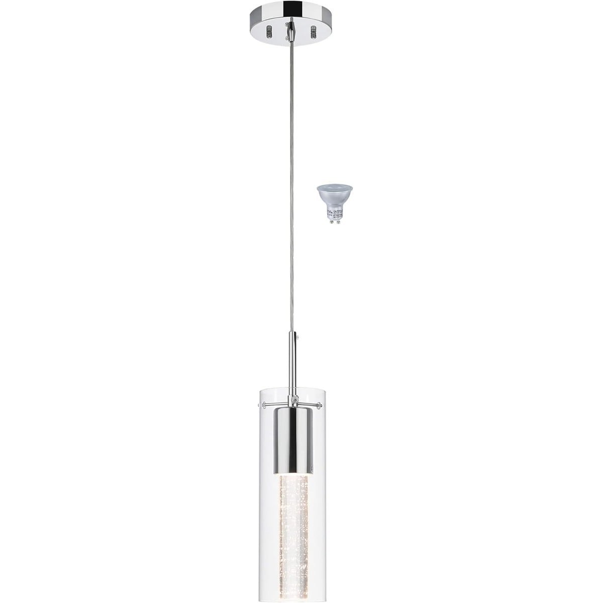 Slagawa  1 Light Mini Pendant Light with Glass and Bubble Crystal Chrome Finish Adjustable Height for Kitchen Dining Room