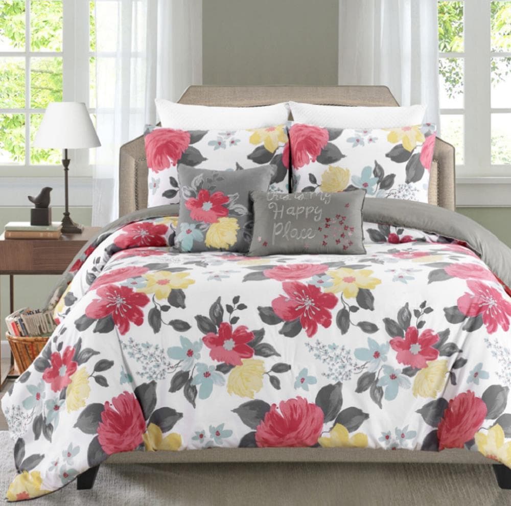 MHF Home M583414  Gretchen Comforter-Set Multi Floral King Comforter (Polyester with Polyester Fill)