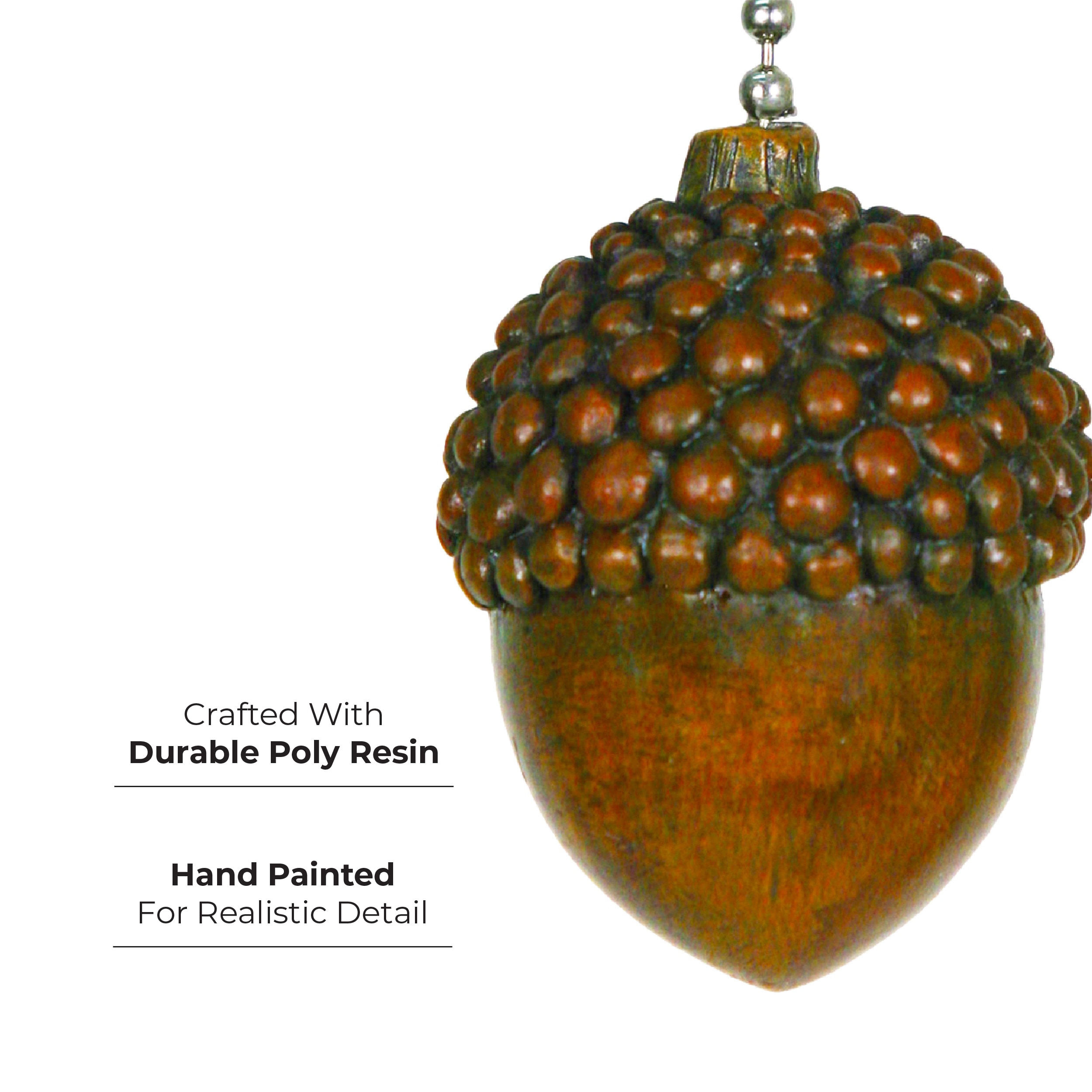 Hand-Painted Brown Acorn Ceramic Ceiling Fan Pull Chain