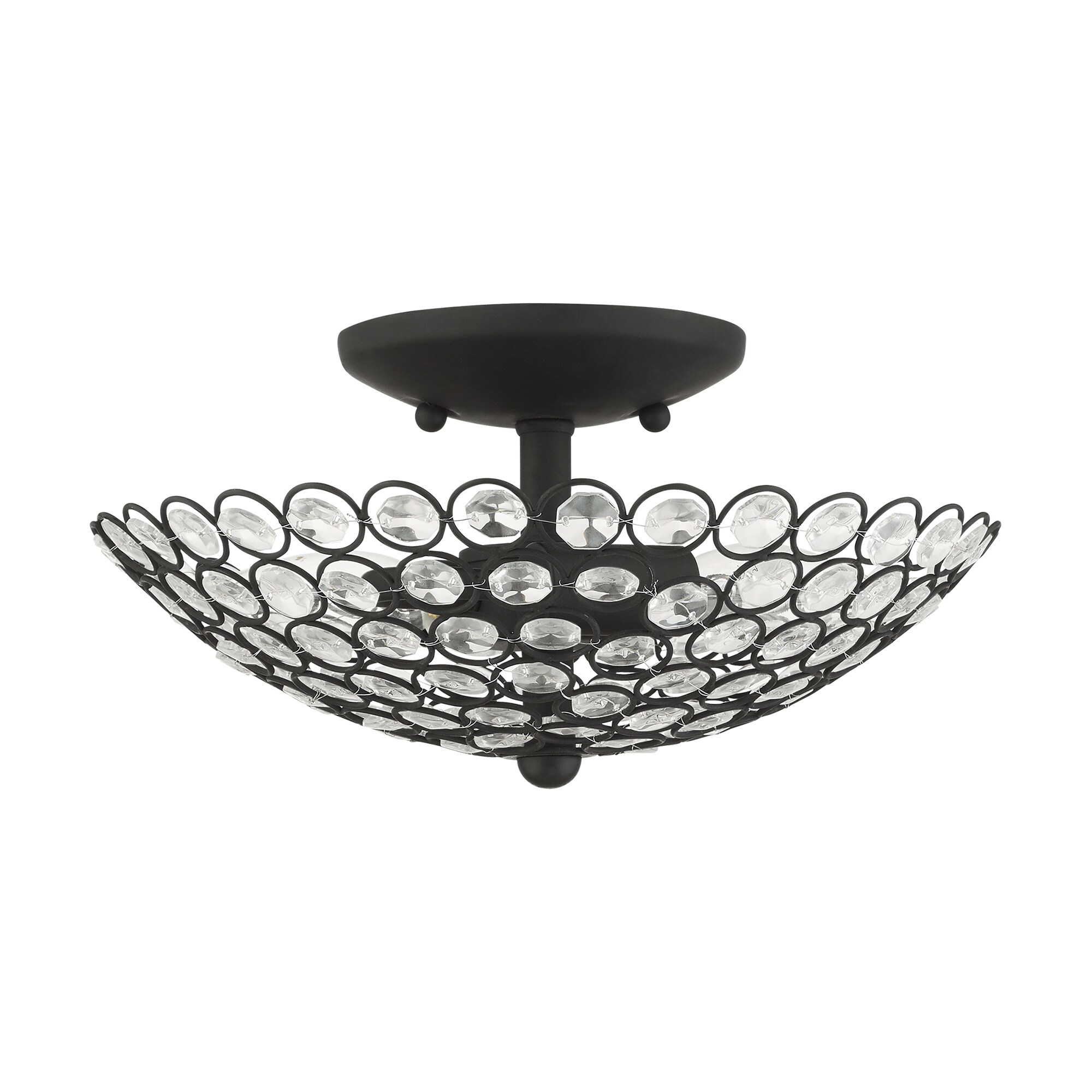 Black Crystal 11" Indoor/Outdoor Bowl Semi-Flush Mount