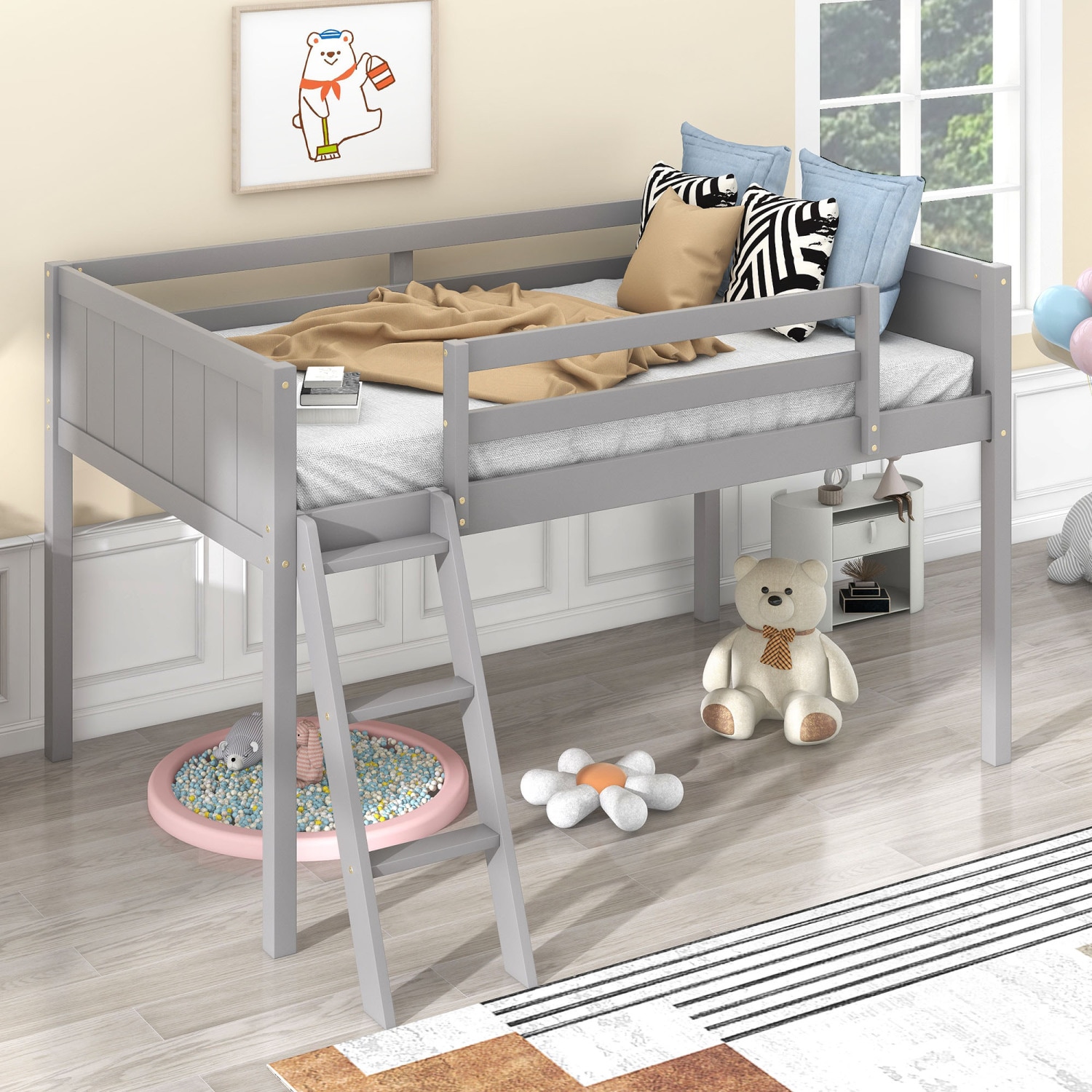 Streamdale Furniture Streamdale Twin Wood Loft Bed with Reversible ...