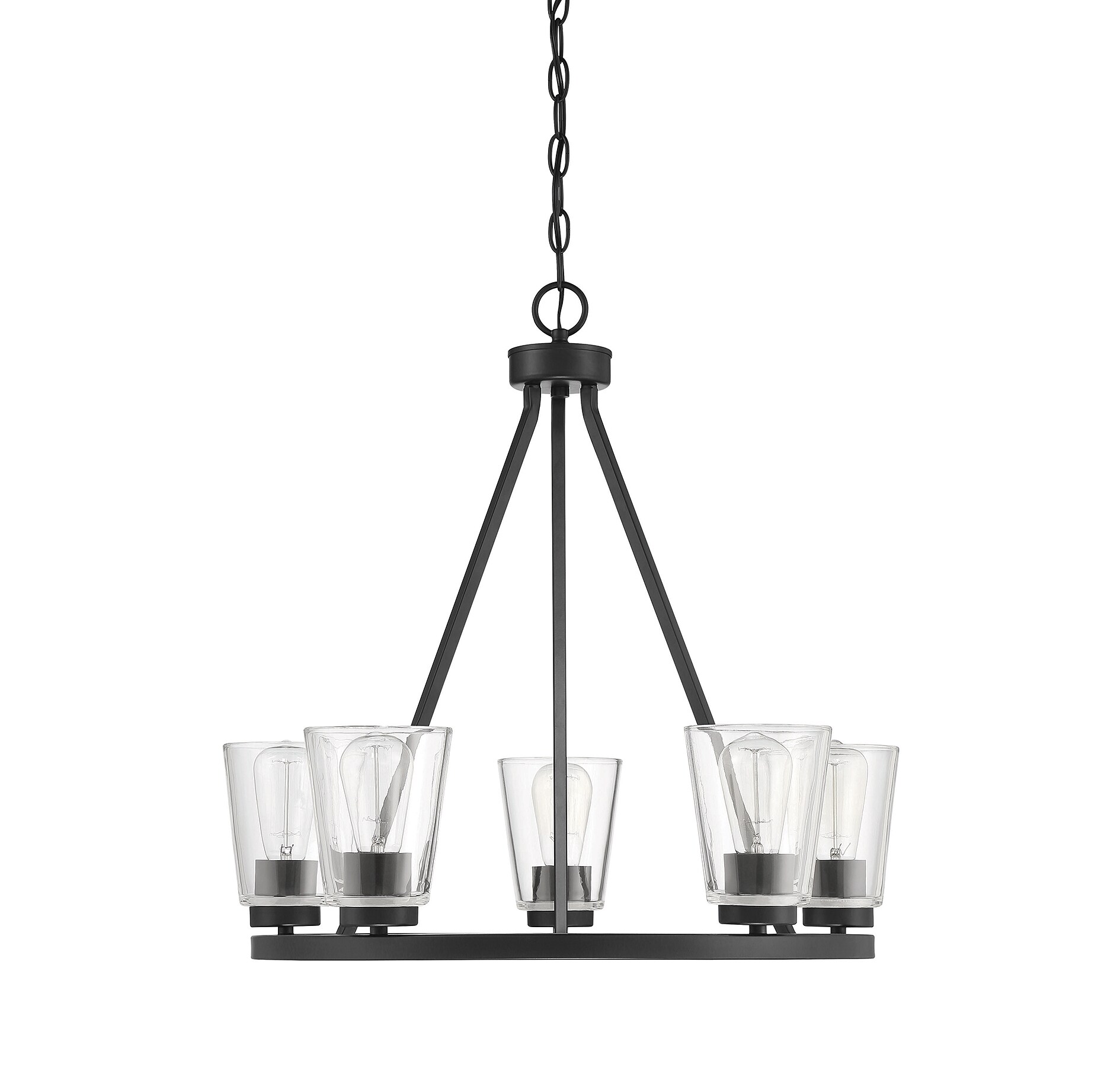 Calhoun Matte Black 5-Light Chandelier with Clear Glass Shades