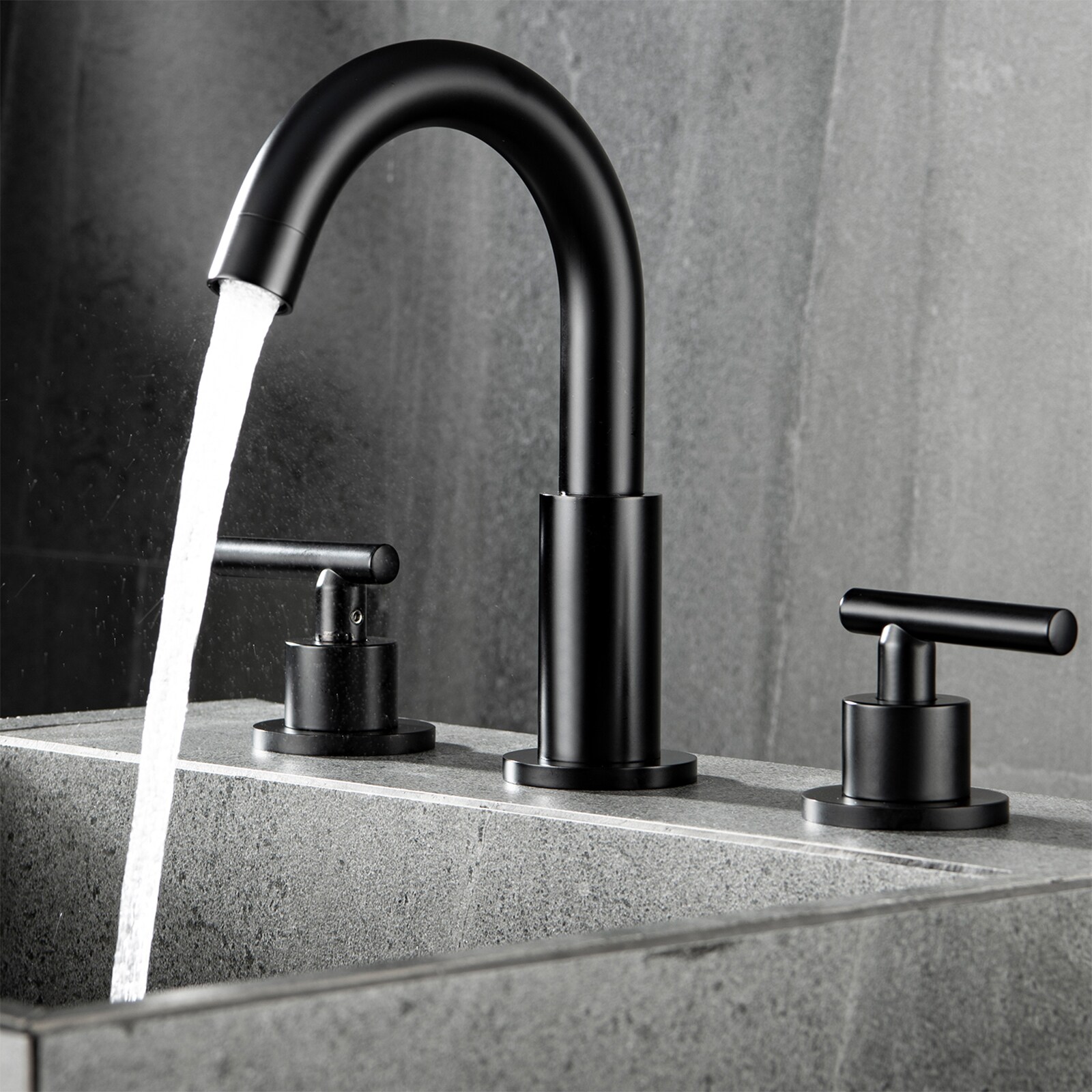 Flynama Black Widespread 2-handle Bathroom Sink Faucet (5.51-in) in the Bathroom  Sink Faucets department at