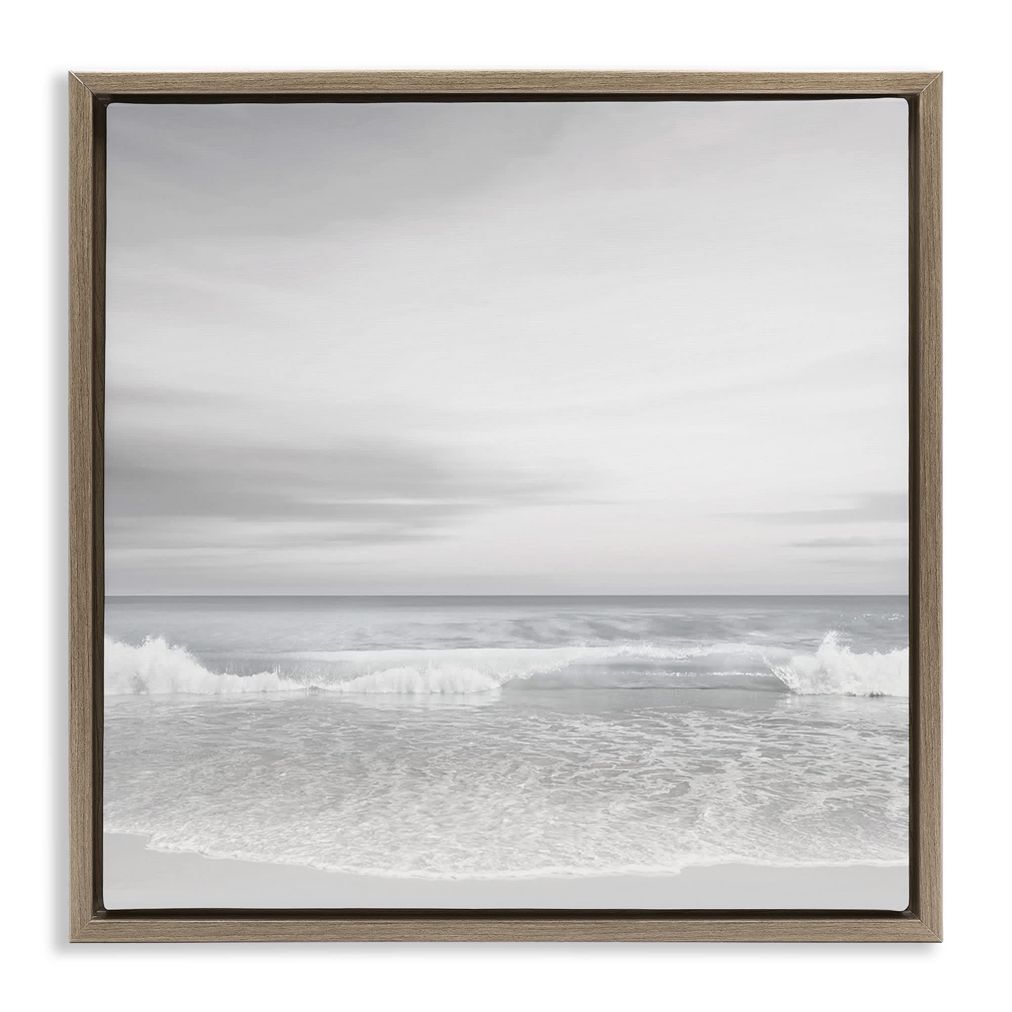 Stupell Industries BS-546-FFE-24X24 Soft Peaceful Beach Waves Brown Framed Floater Canvas Wall Art By Maggie Olsen 25 x 25