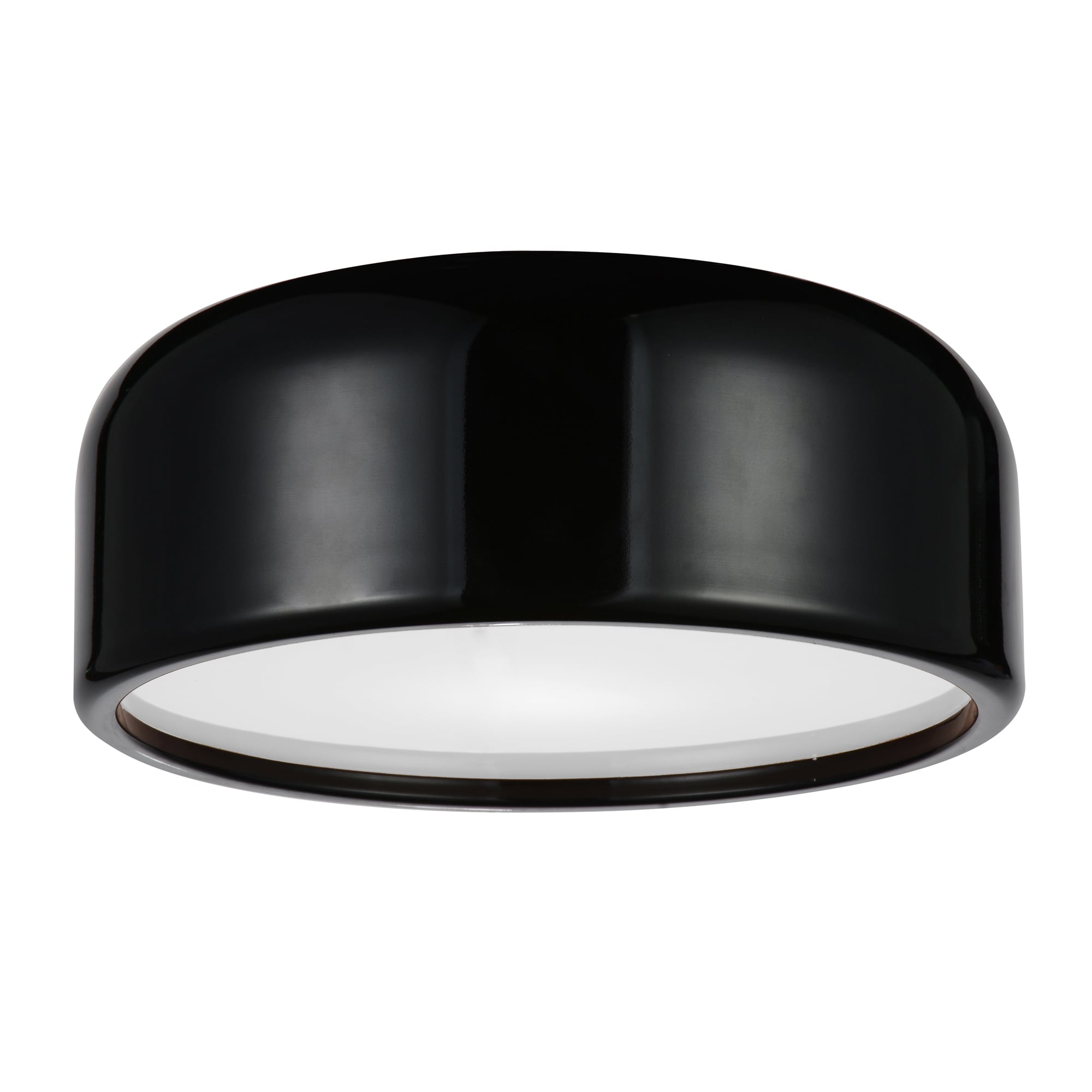 Campton Elegance 14" Black Drum Incandescent Flush Mount