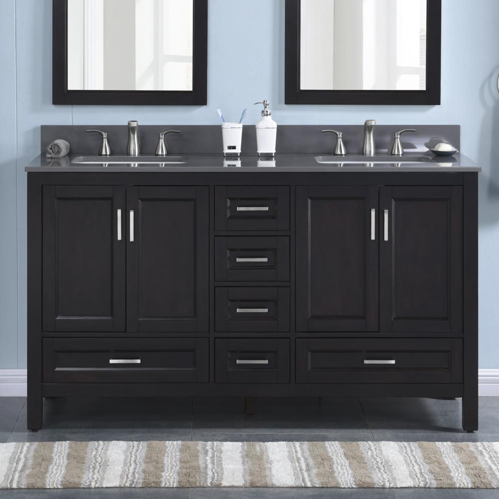 Durham 60-in Espresso Undermount Double Sink Bathroom Vanity with Dark ...