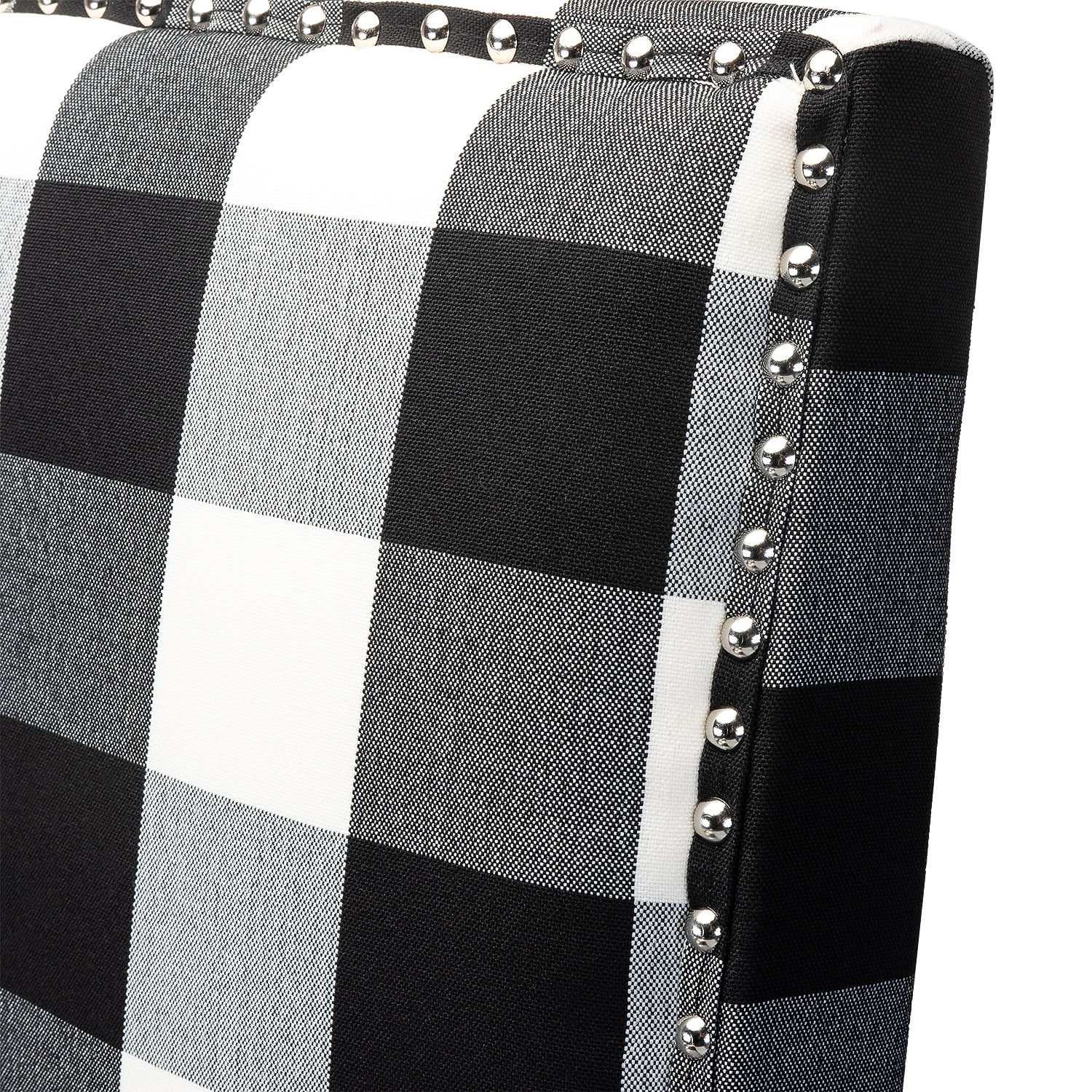 Classic Black Buffalo Plaid Armchair with Nailhead Trim