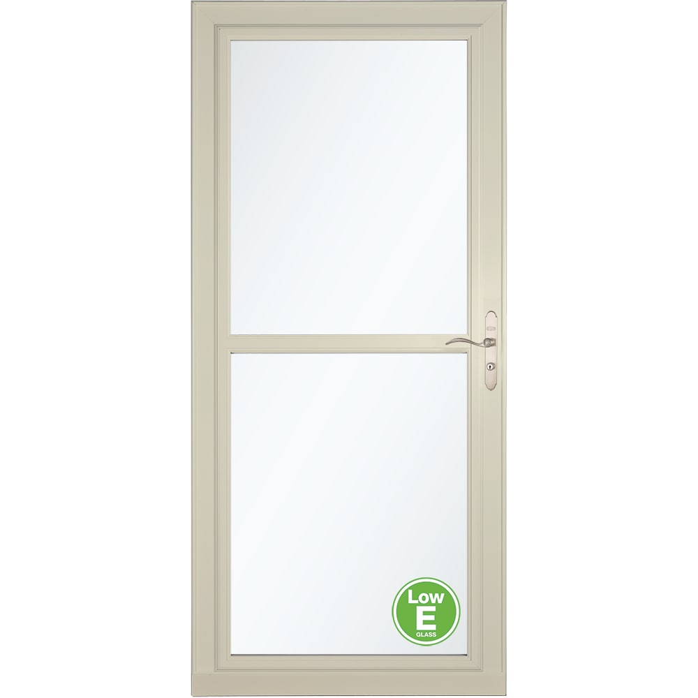 LARSON Tradewinds Selection Low-E 36-in x 81-in Almond Full-view Retractable Screen Aluminum Storm Door with Brushed Nickel Handle in Off-White -  14604082E17