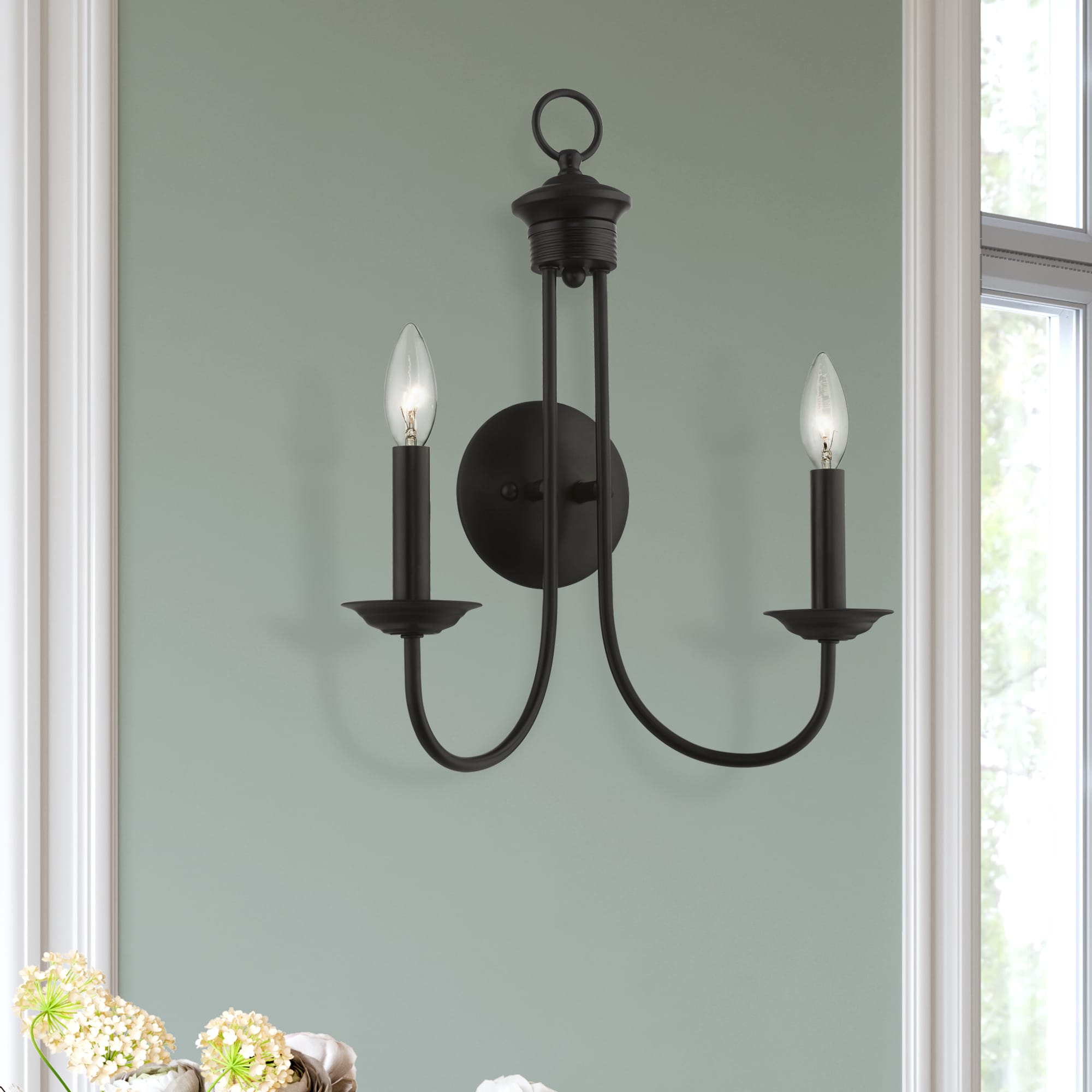Estate Classic Black Steel 2-Light Wall Sconce