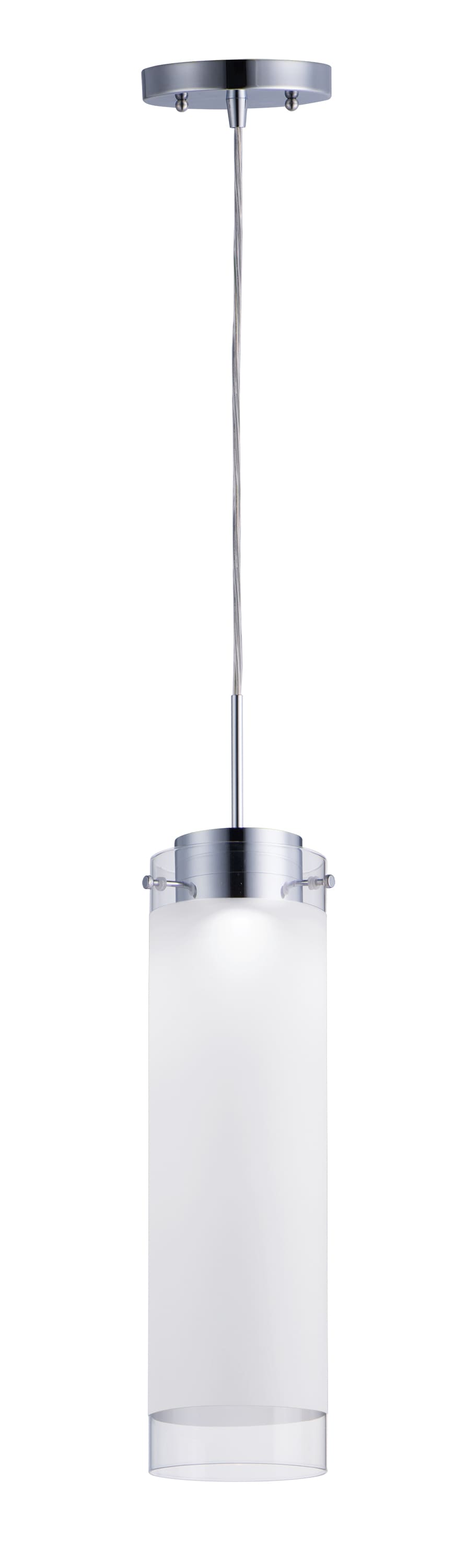 Maxim Lighting 10194CLFTPC Scope 1 -Light Polished Chrome Transitional Clear glass Cylinder Integrated LED Mini Hanging Pendant light