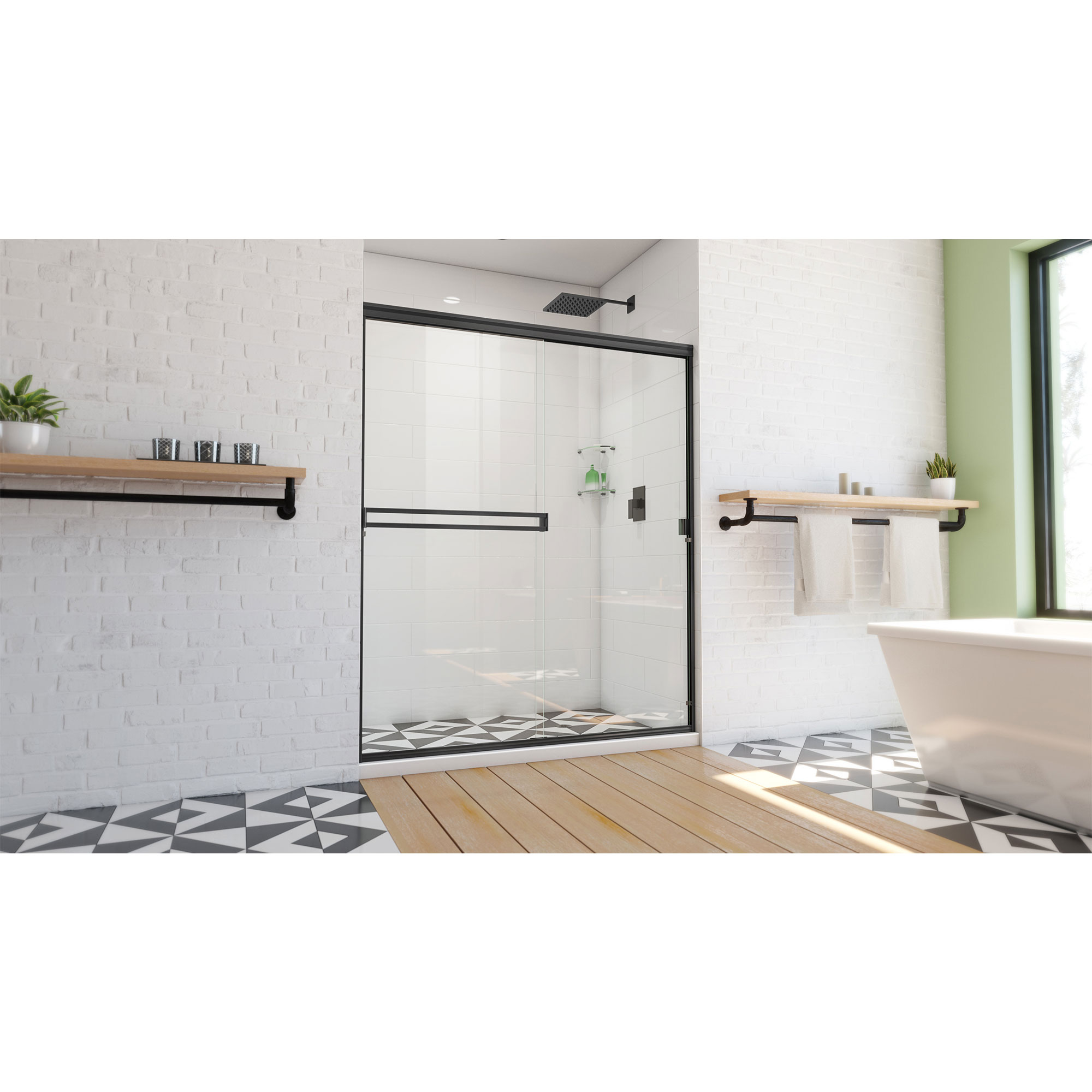 DreamLine Alliance Pro BG Matte Black 56-in to 60-in W x 70.375-in H Semi-frameless Bypass Sliding Shower Door