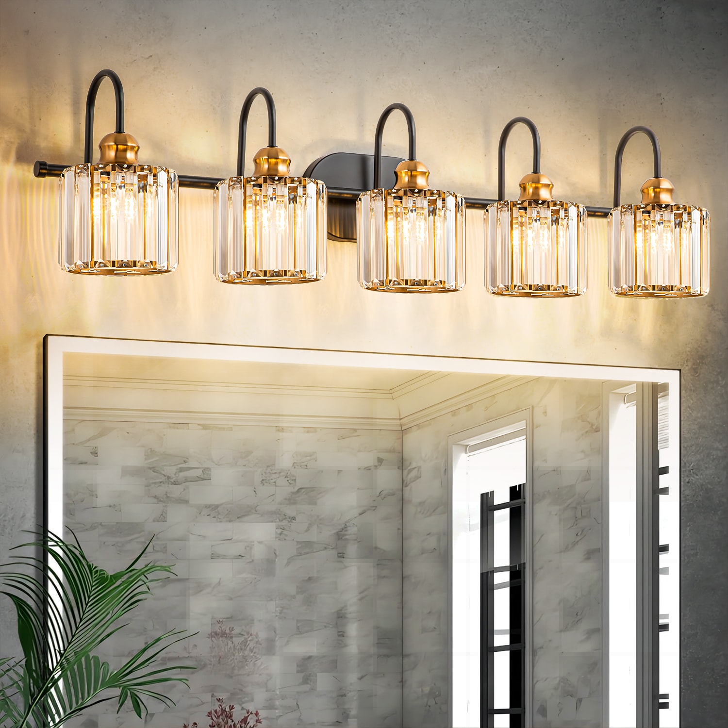 Rennnsan VL810142198 Katherine 37.4-in 5 -Light Matte Black Modern/contemporary Vanity light
