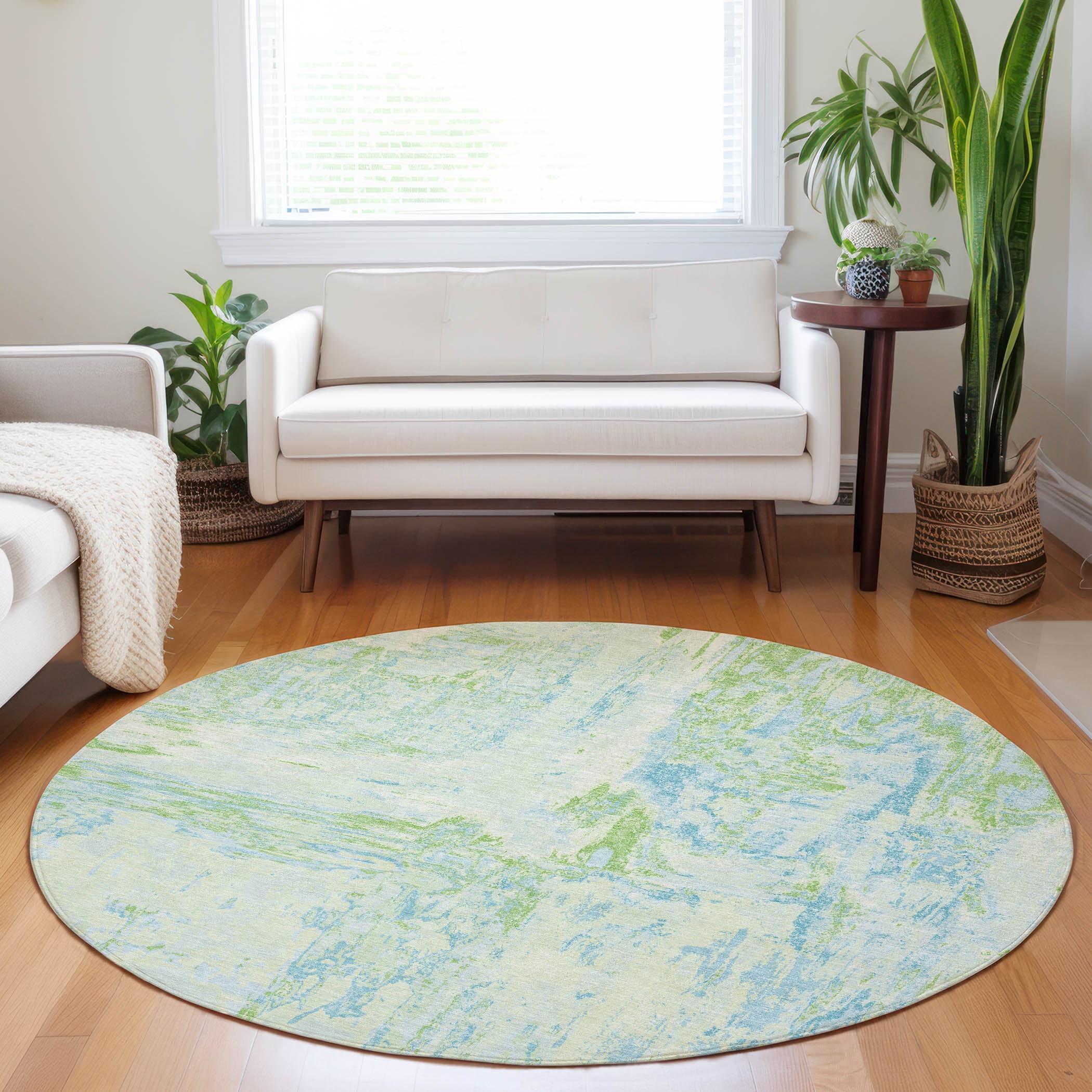 Addison Rugs ACN1352MZ8RO Chantille ACN1352MZ 8 x 8 (ft) Polyester Mint Round Indoor/Outdoor Geometric Machine washable Area rug