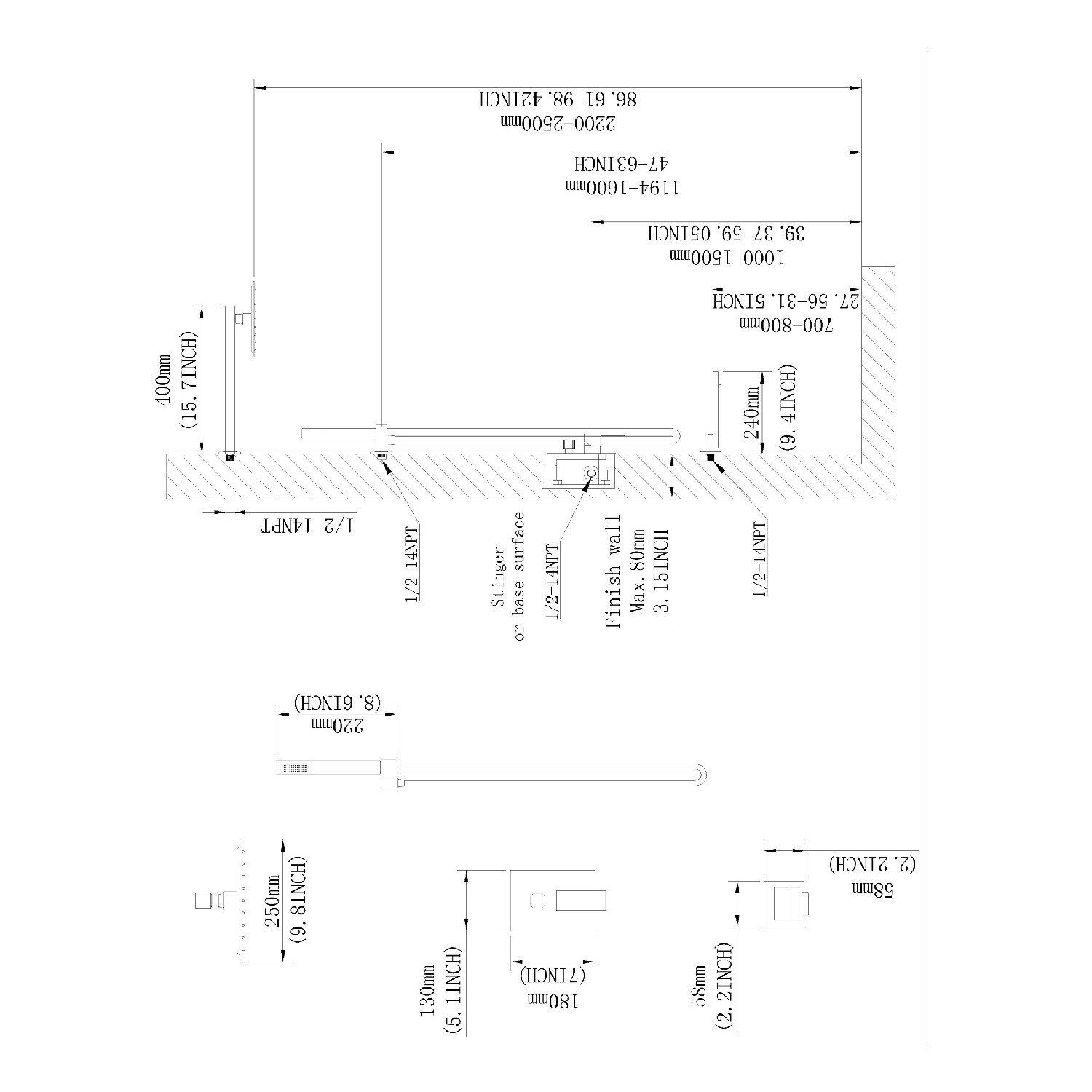 Tatayosi T6203MB Showerhead-Bar-Panels - View #3