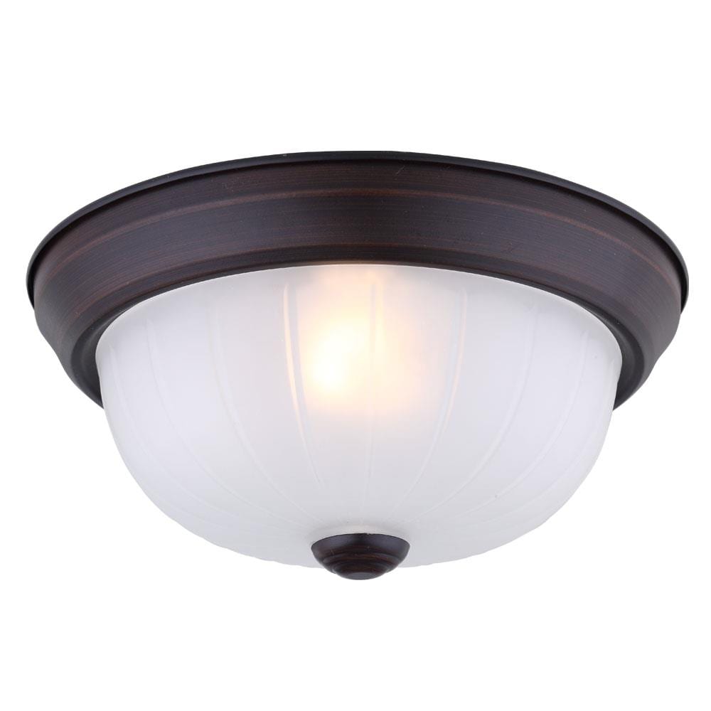 Project Source Semi-Flush Mount Ceiling Light - 2 Lights - 15-in x 13-in -  Metal/Fabric - Black and White WS-FL2020-12