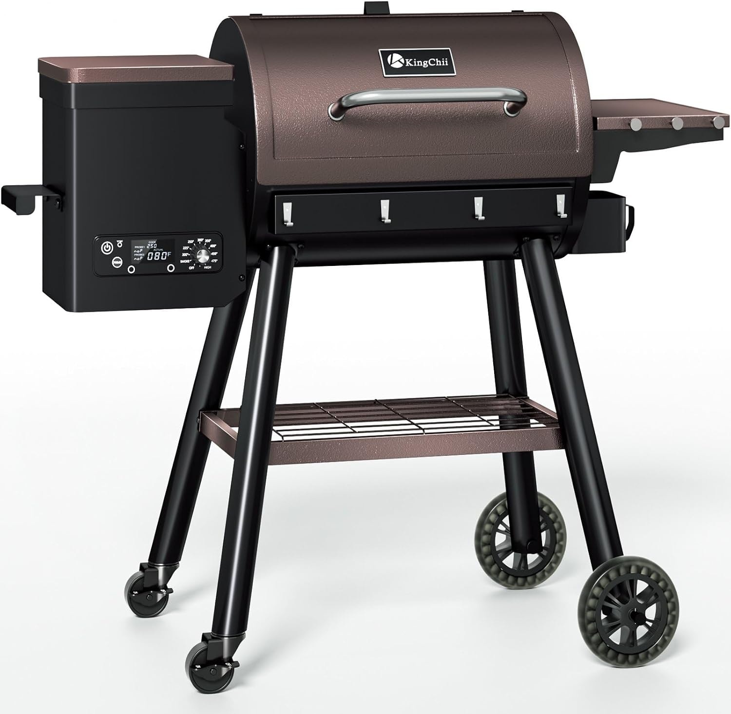 KingChii 595-sq in Brown Outdoor Wood Pellet Grill and Smoker with 13.2-lb Hopper and 500F Max Heat