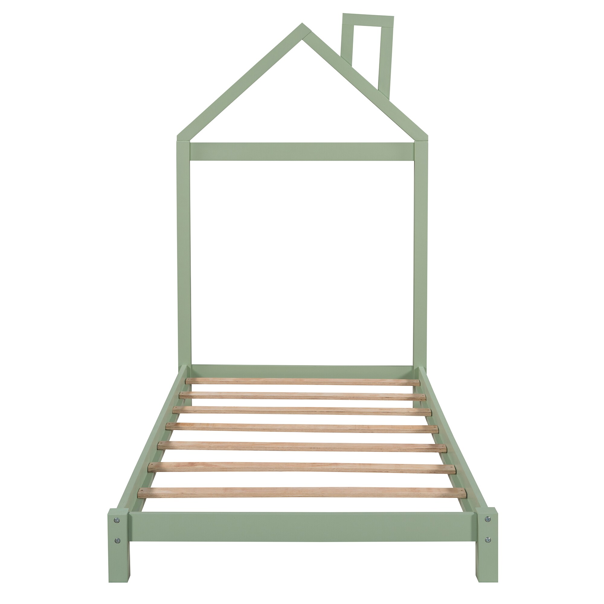 Qualler BEL000820F Green Twin Wood Platform Bed