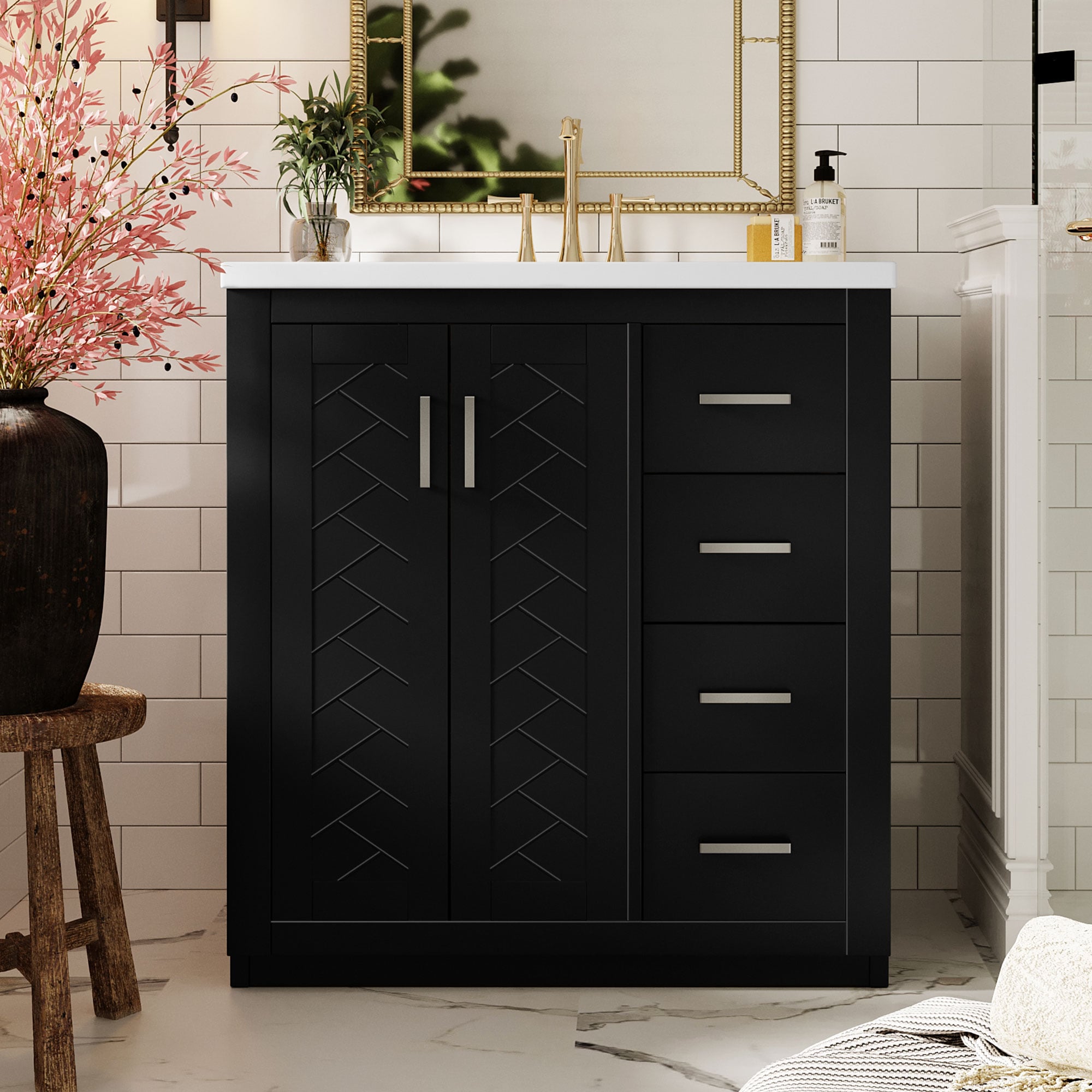 Afhocomp Freestanding Bath Vanity with Integral Ceramic Basin
