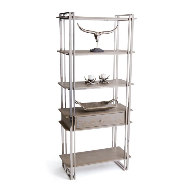 Go Home Atkinson Polished Nickel Metal 5 Shelf Bookcase 39 In W X 89 H 18 D The Bookcases Department At Com - Laura Ashley Home Decorating Bookshelves