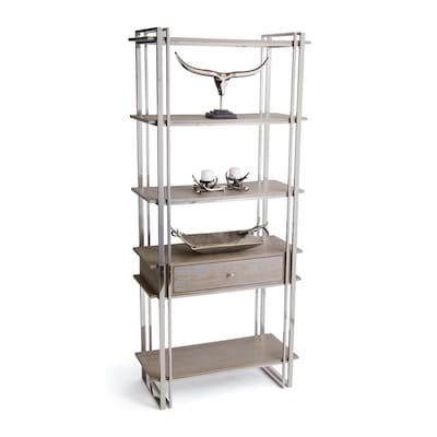 Go Home Atkinson Polished Nickel Metal 5 Shelf Bookcase 39 In W X 89 H 18 D The Bookcases Department At Com - Laura Ashley Home Decorating Bookshelf