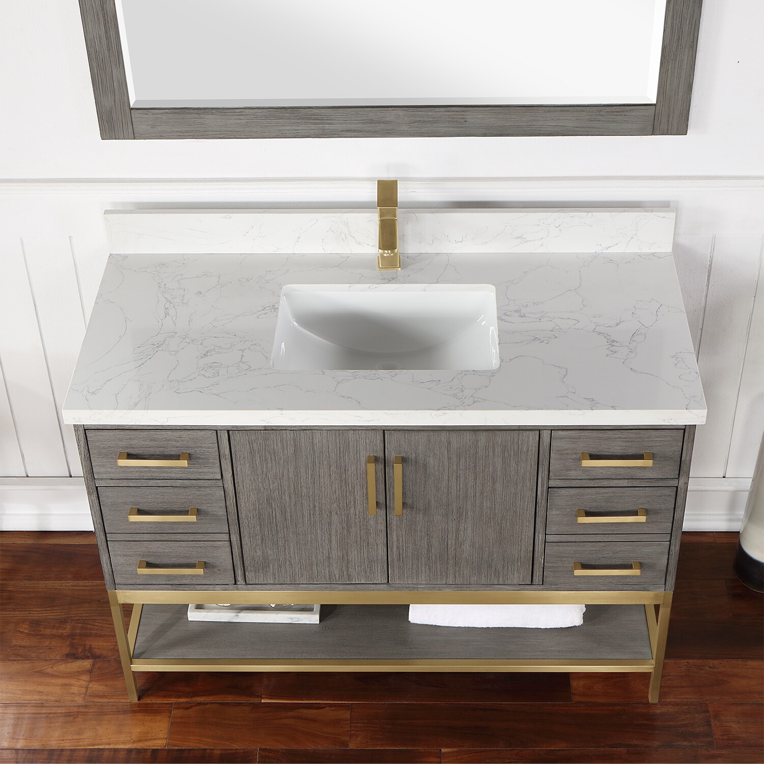 Altair Wildy 48 In Classical Gray Undermount Single Sink Bathroom Vanity With Grain White 