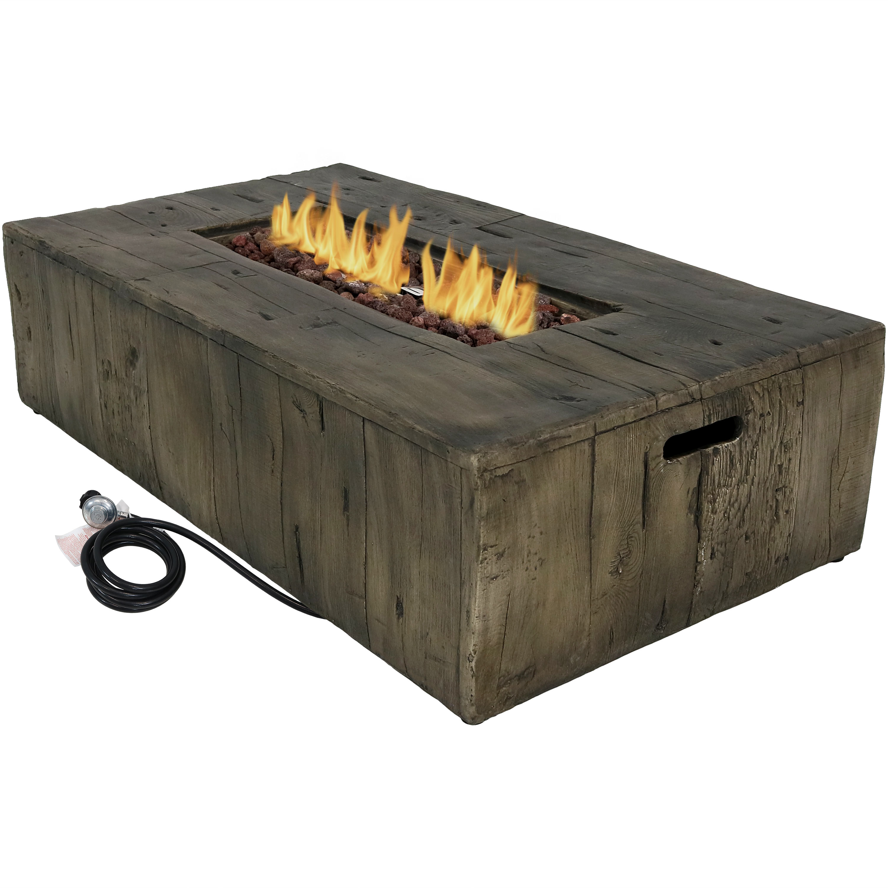 Sunnydaze Decor 26 5 In W 50000 Btu Brown Concrete Propane Gas Fire Pit Table In The Gas Fire Pits Department At Lowes Com
