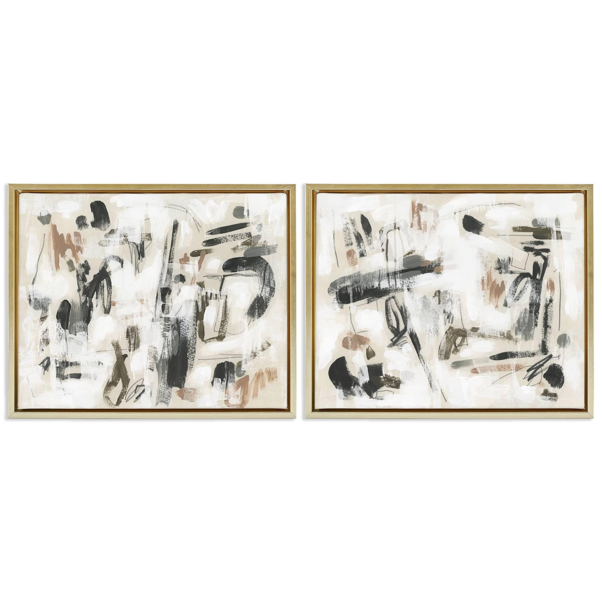 Stupell Industries B2-764-FFG-2PC-16X20 Neutral Earth Tones Abstraction 2pc Floating Frame Set design by June Erica Vess