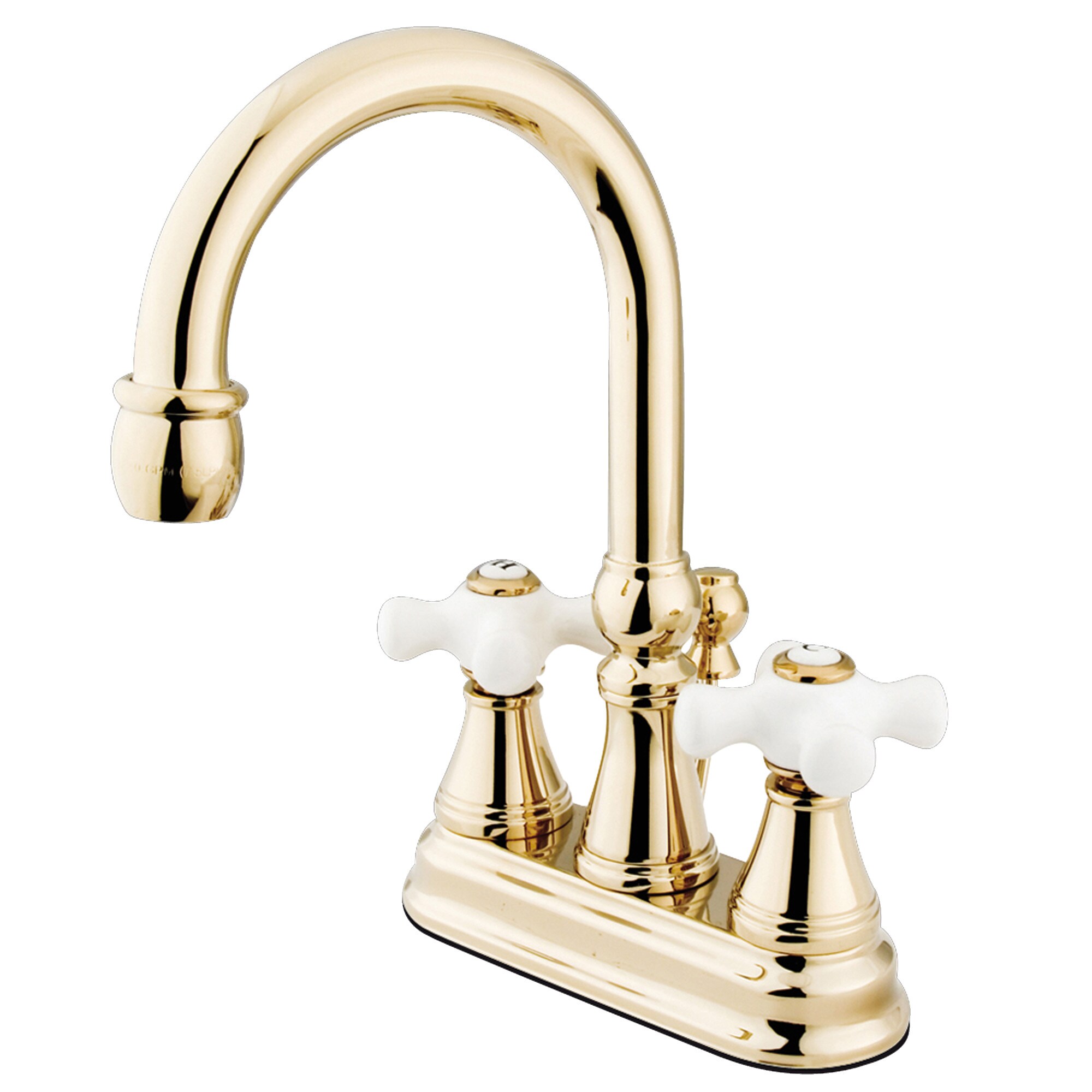 Elements of Design ES2612PX Polished brass 4-in centerset 2-handle High-arc Residential Handle Bathroom Sink Faucet with Drain
