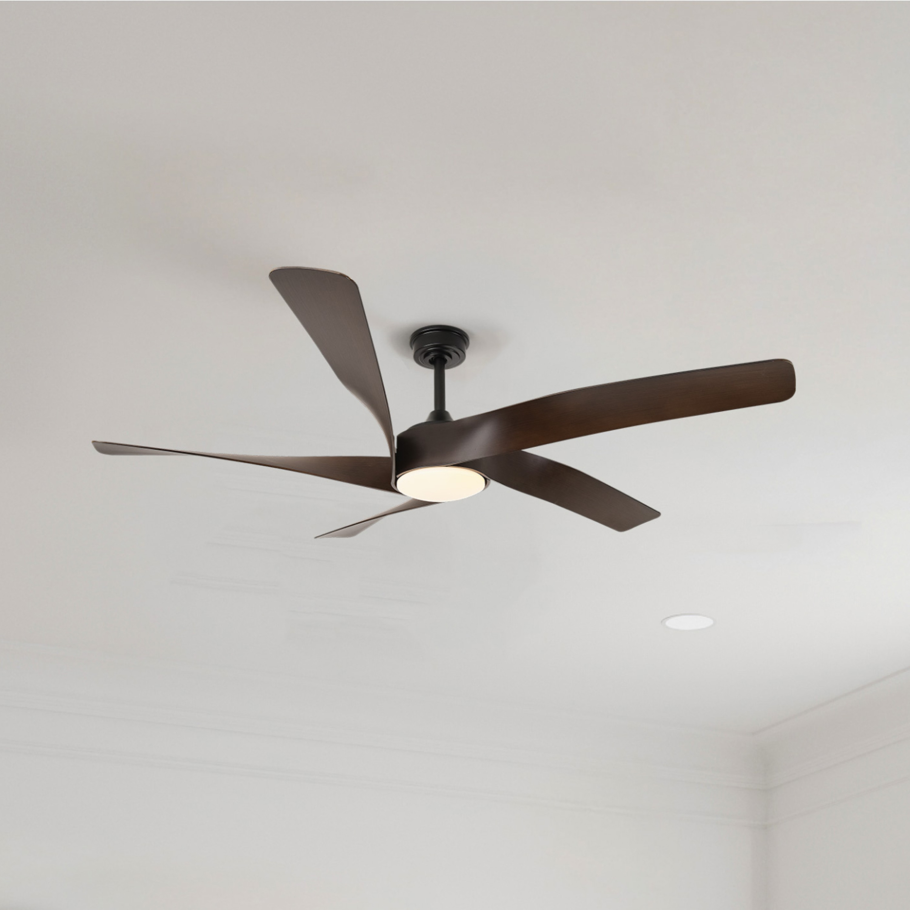 ALTITUDE MCOND60-MBKDBMTR Mighty Condor 60-in Color-Changing Integrated LED Outdoor Smart Matte Black with Dark Brown Blades Blades Ceiling Fan With Light - Remote Included ( 5 -Blade )