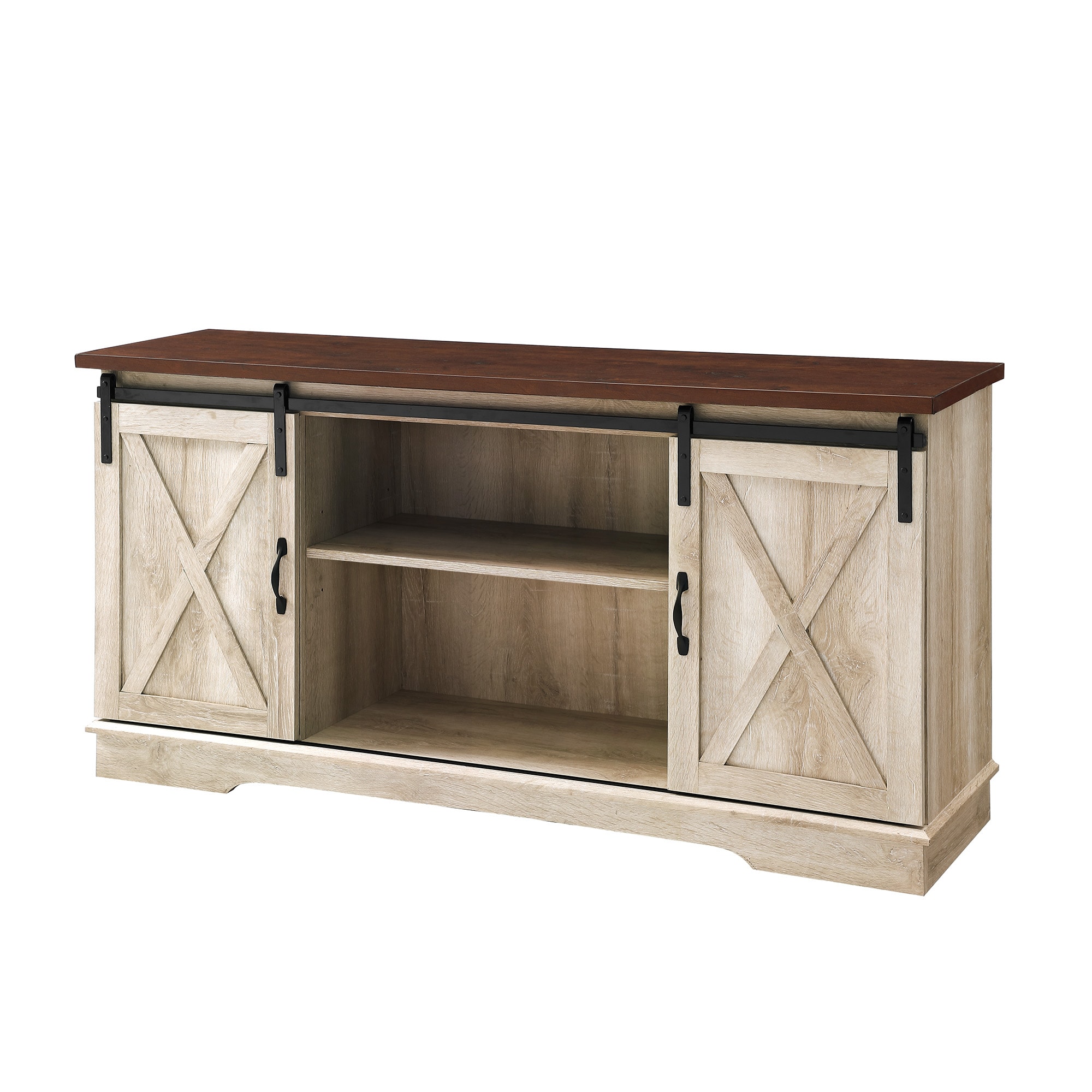 Walker Edison Transitional White Oak Tv Stand (Accommodates TVs up to ...