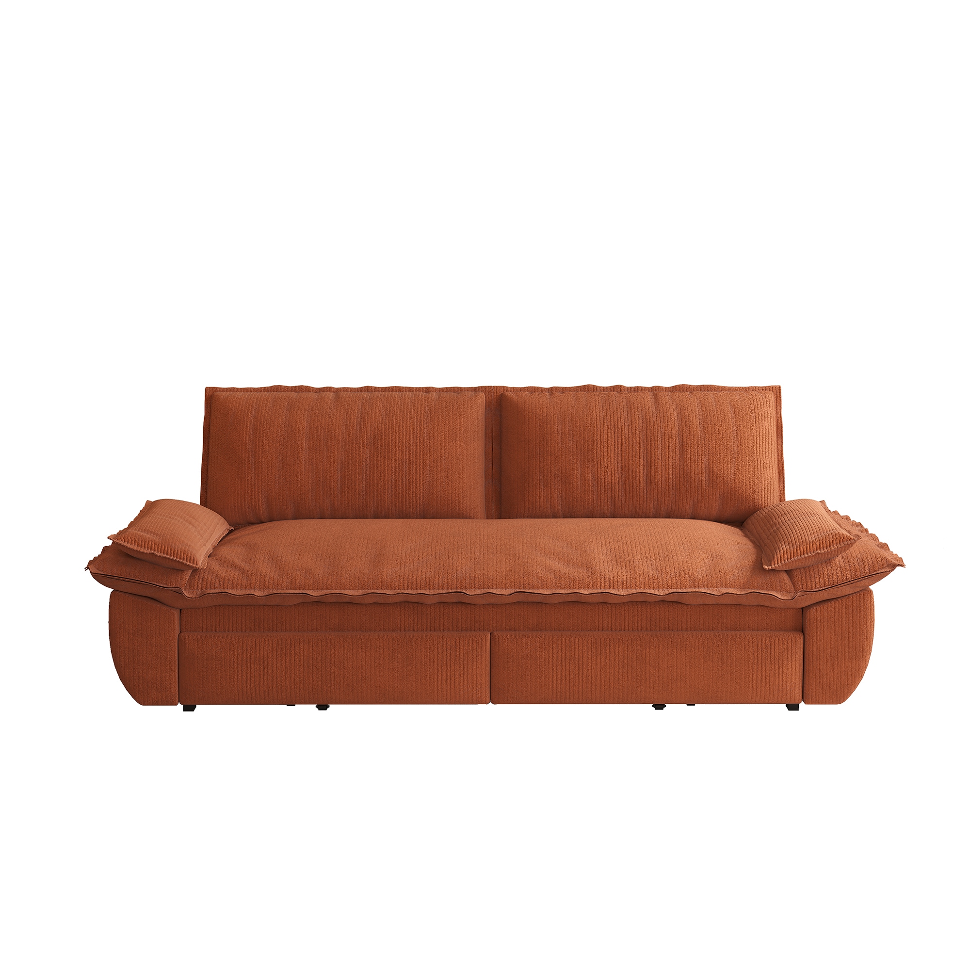 Bybafun Orange Casual Corduroy Sofa bed