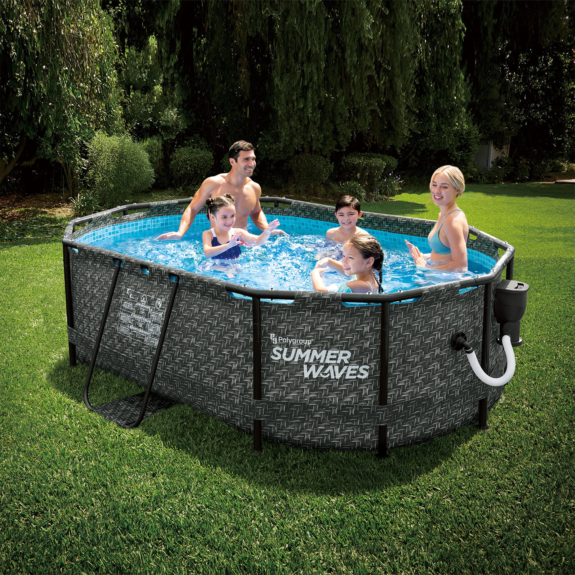 Summer Waves 9.83-ft x 6.58-ft x 33-in Metal Frame Oval Above-Ground Pool  at