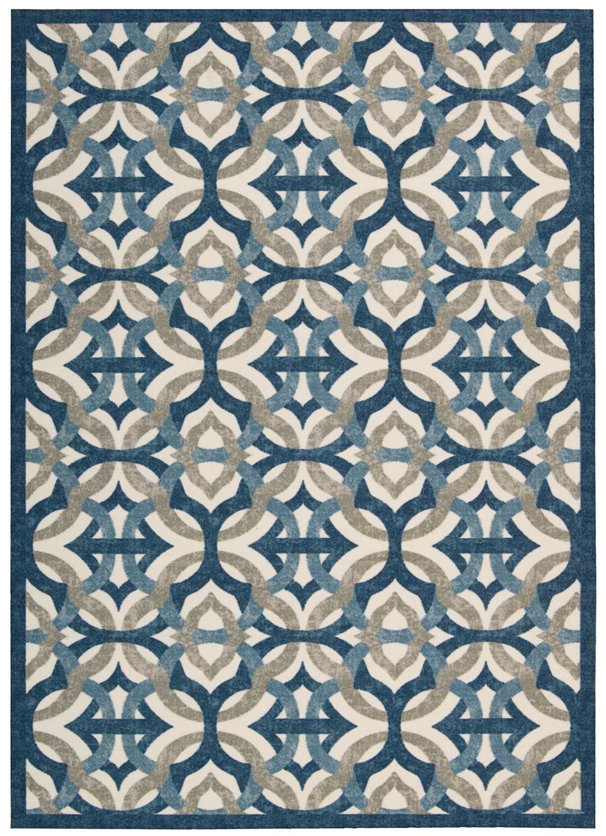 Celestial Blue and Taupe Tufted Synthetic 5' x 7' Area Rug